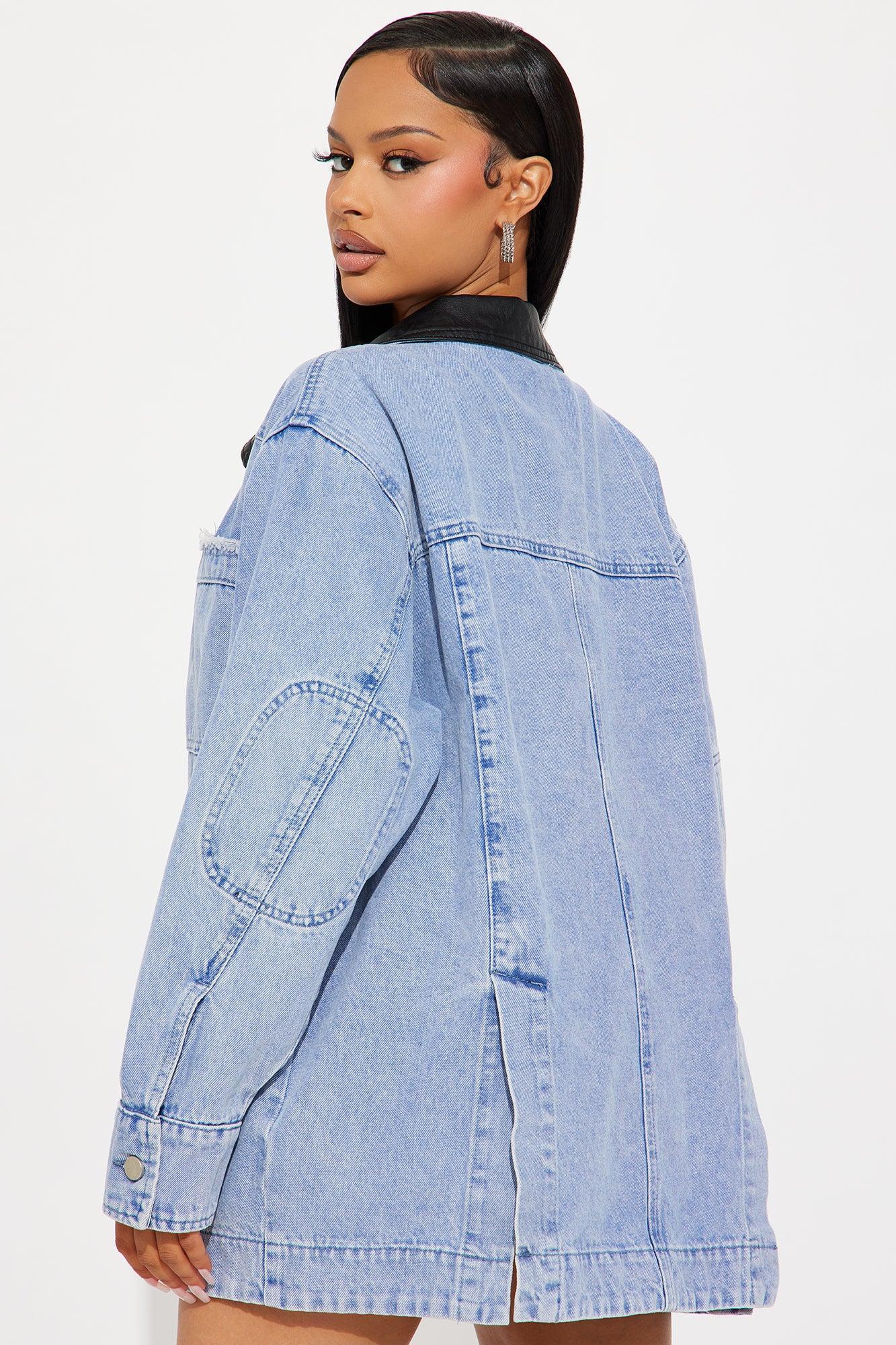 Bare Minimum Oversized Denim Barn Jacket - Medium Wash Product Image