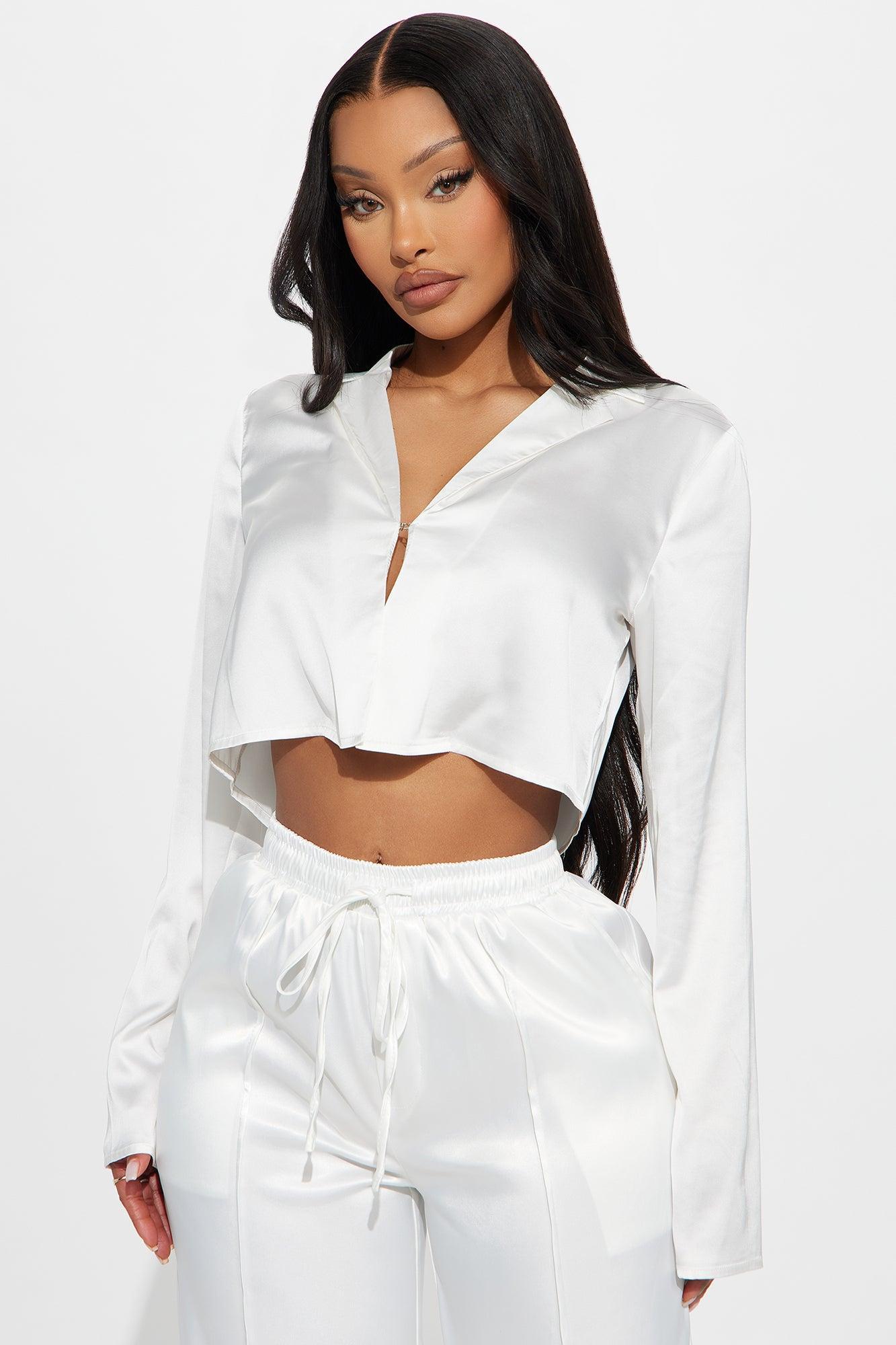Forever Loving Satin Shirt - White Product Image