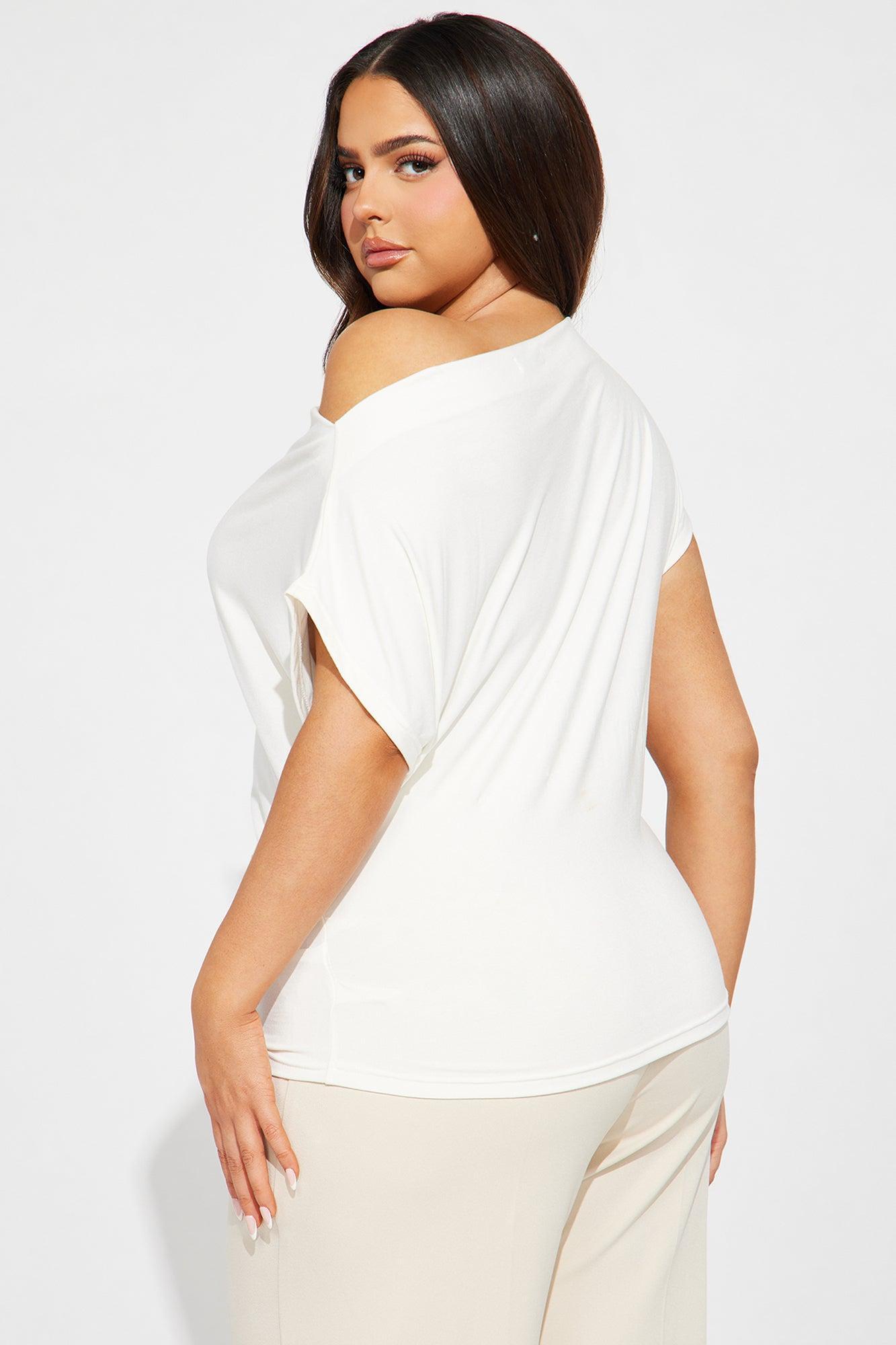 Eva Effortless One Shoulder Top - Ivory Product Image