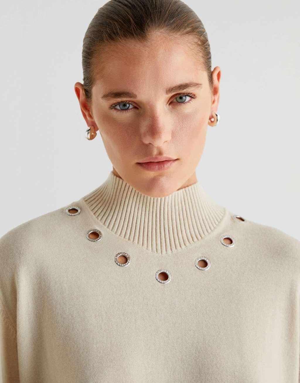 Scalpers eyelet sweater in ecru - part of a set  Product Image