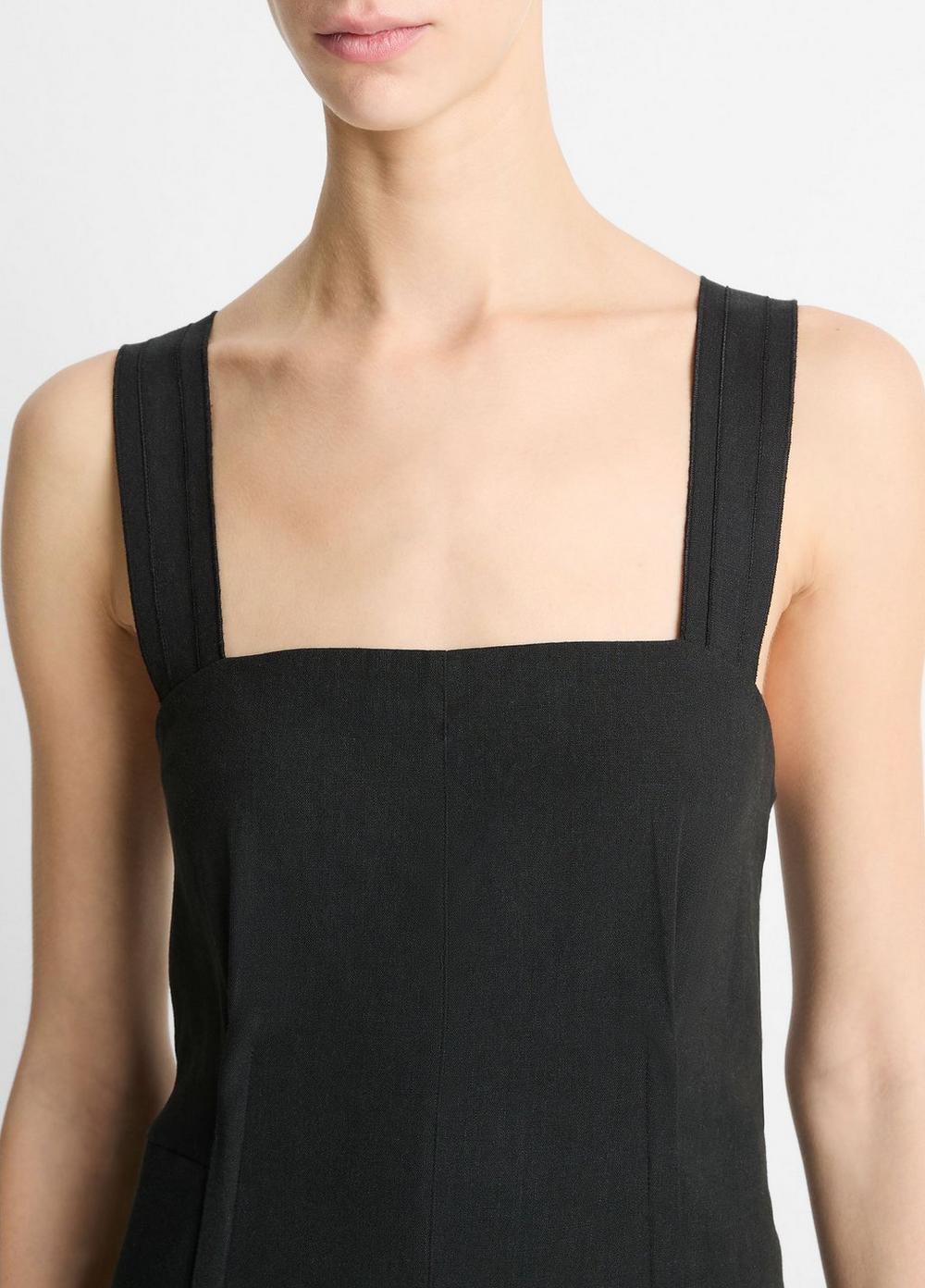 Womens Linen-Blend Square Neck Tank Midi-Dress Product Image