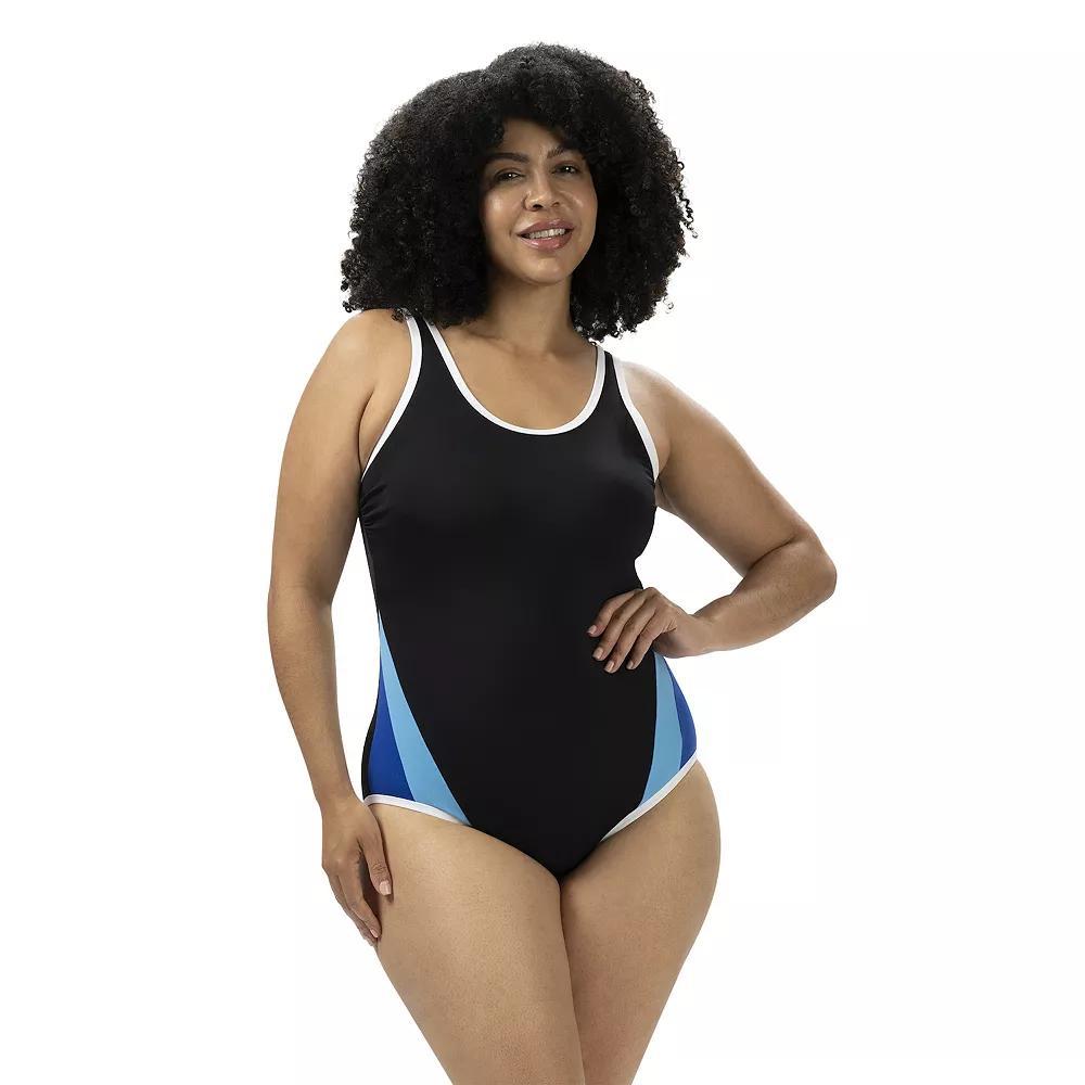 Women's Dolfin Aquashape Color Block Scoopback One-Piece Swimsuit, Size: 10, Blue Product Image