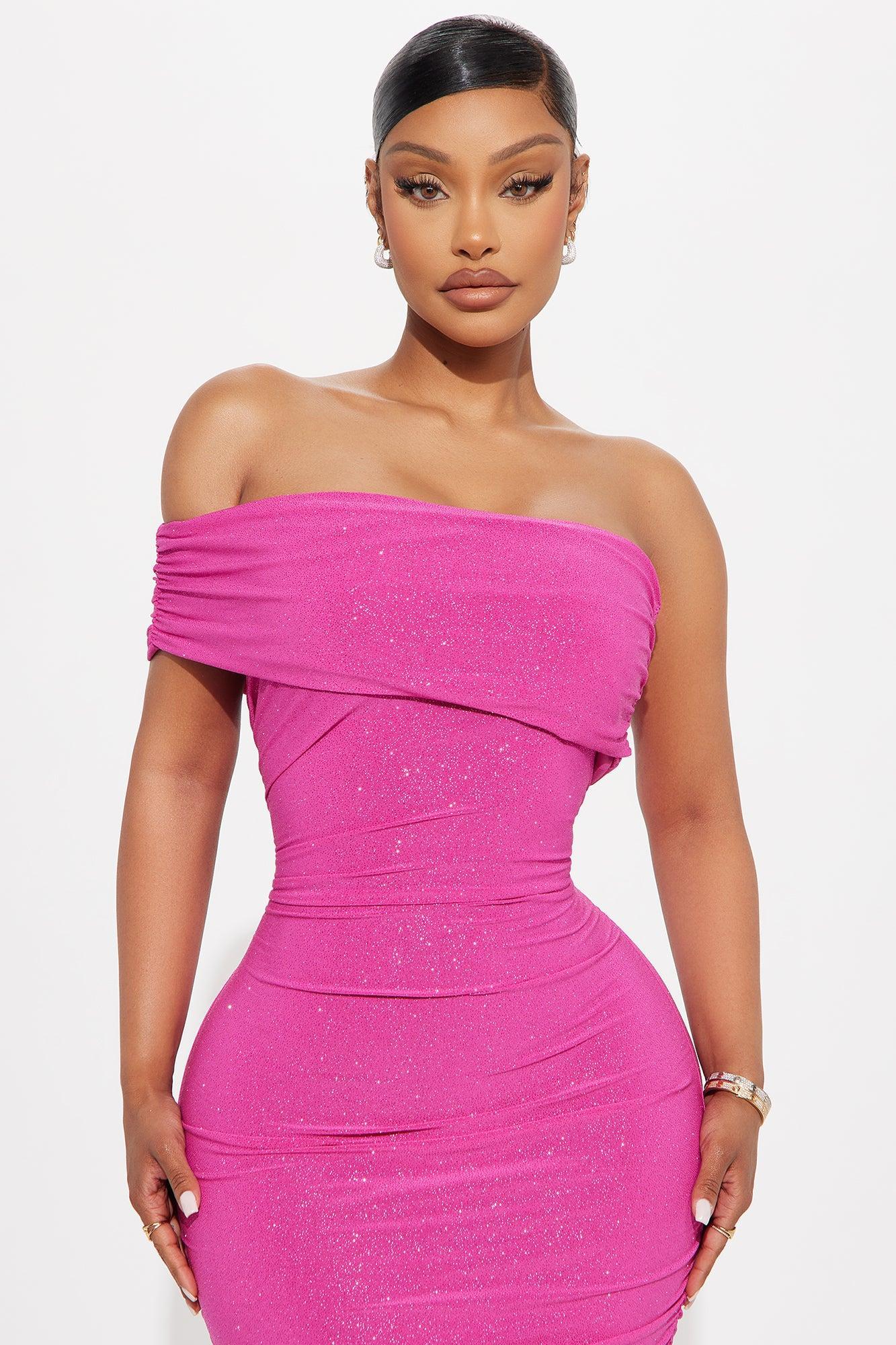 Real Legacy Glitter Midi Dress - Hot Pink Female Product Image