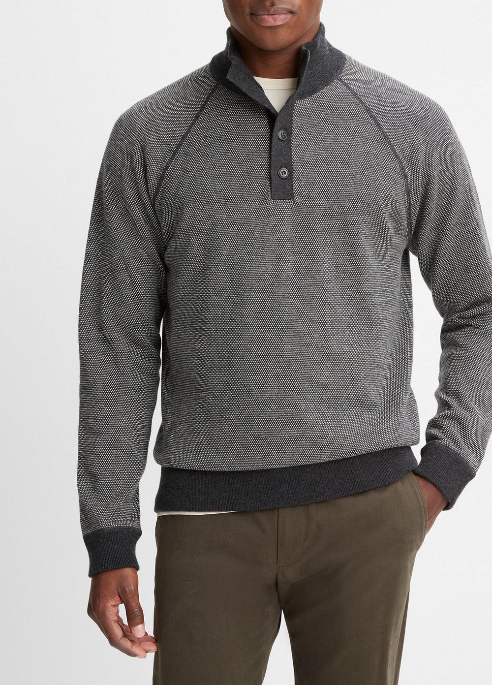 Birdseye Button Mock Neck Sweater Product Image