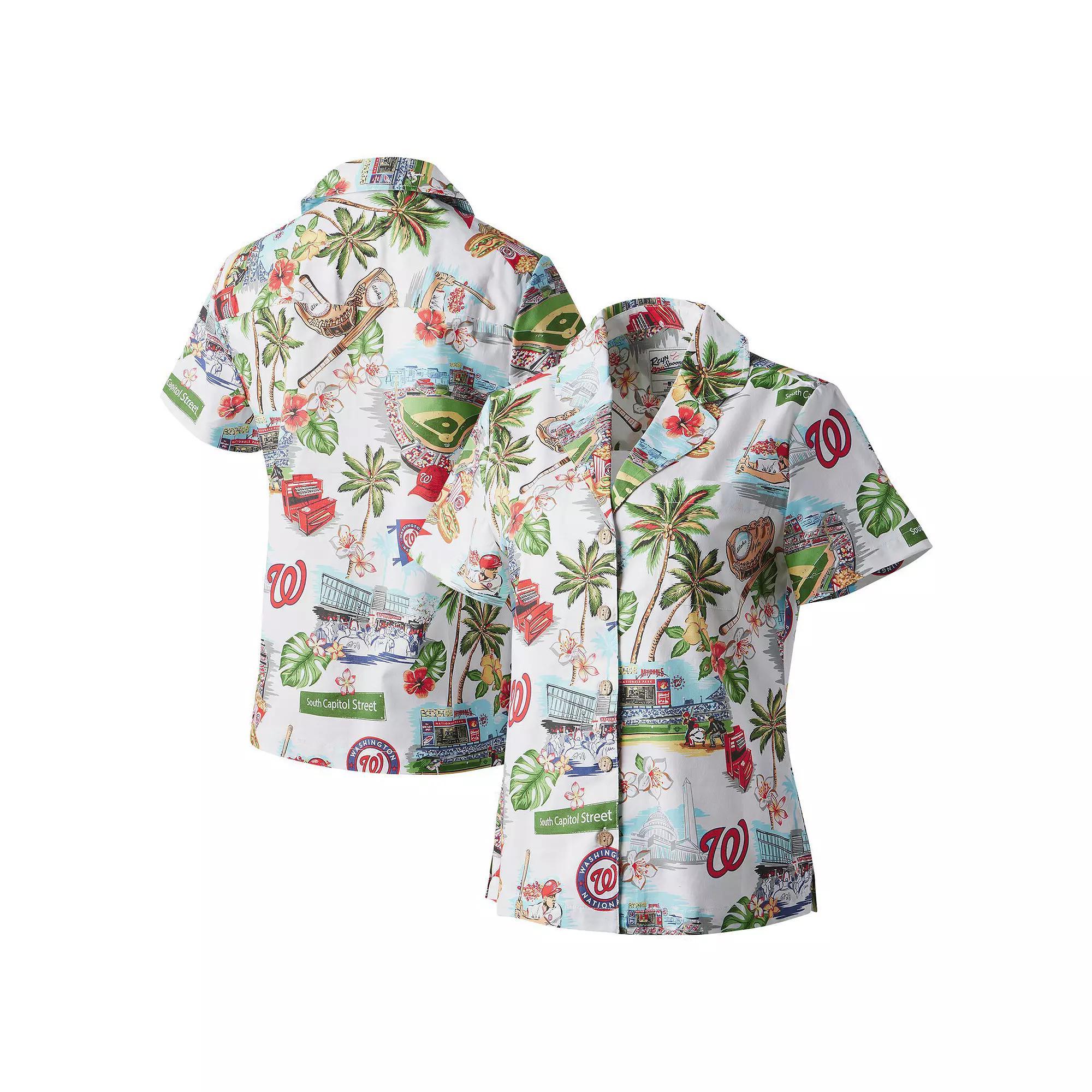 Women's Reyn Spooner White Washington Nationals Scenic Button-Up Shirt, Size: Small Product Image