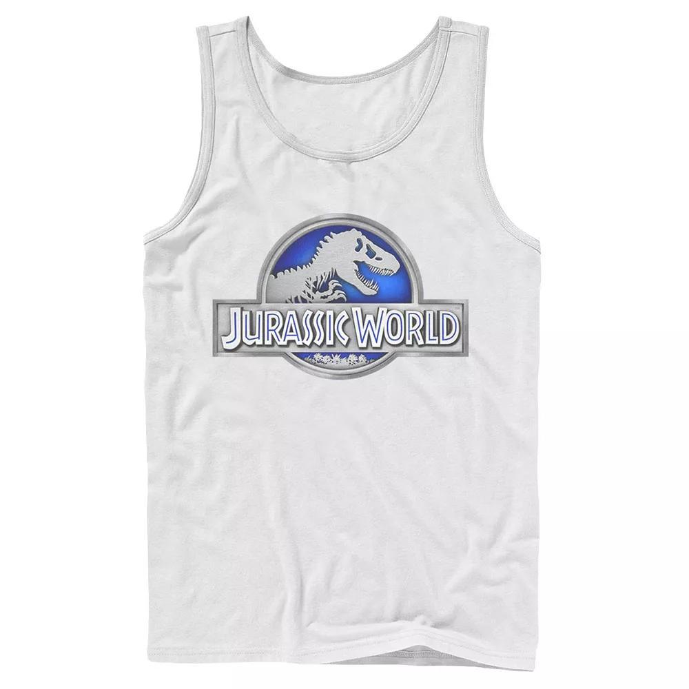 Men's Jurassic World Classic Blue Glow Fossil Logo Graphic Tank Top, Size: Small, Grey Product Image
