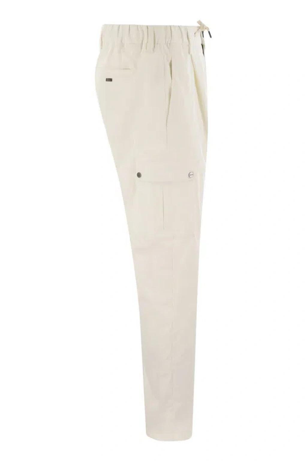 HERNO Mechanical Stretch Twill Cargo Trousers In White Product Image