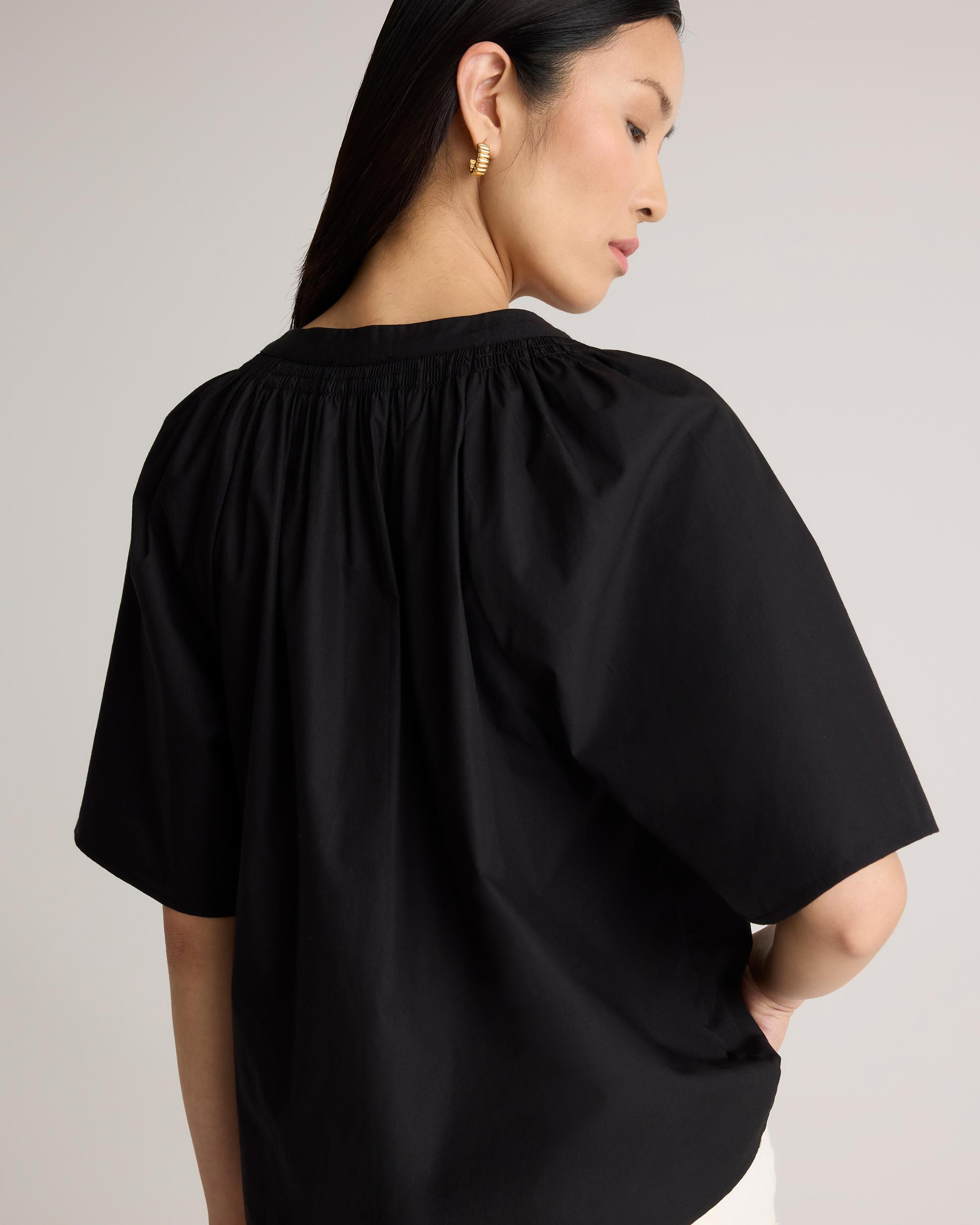 Quince | Women's Poplin Split Neck Top Organic Cotton Product Image