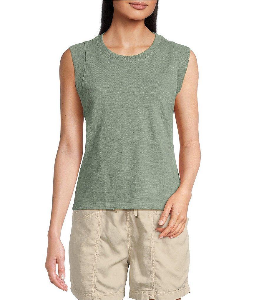 Faherty Sunwash Slub Knit Crew Neck Sleeveless Muscle Tank Product Image