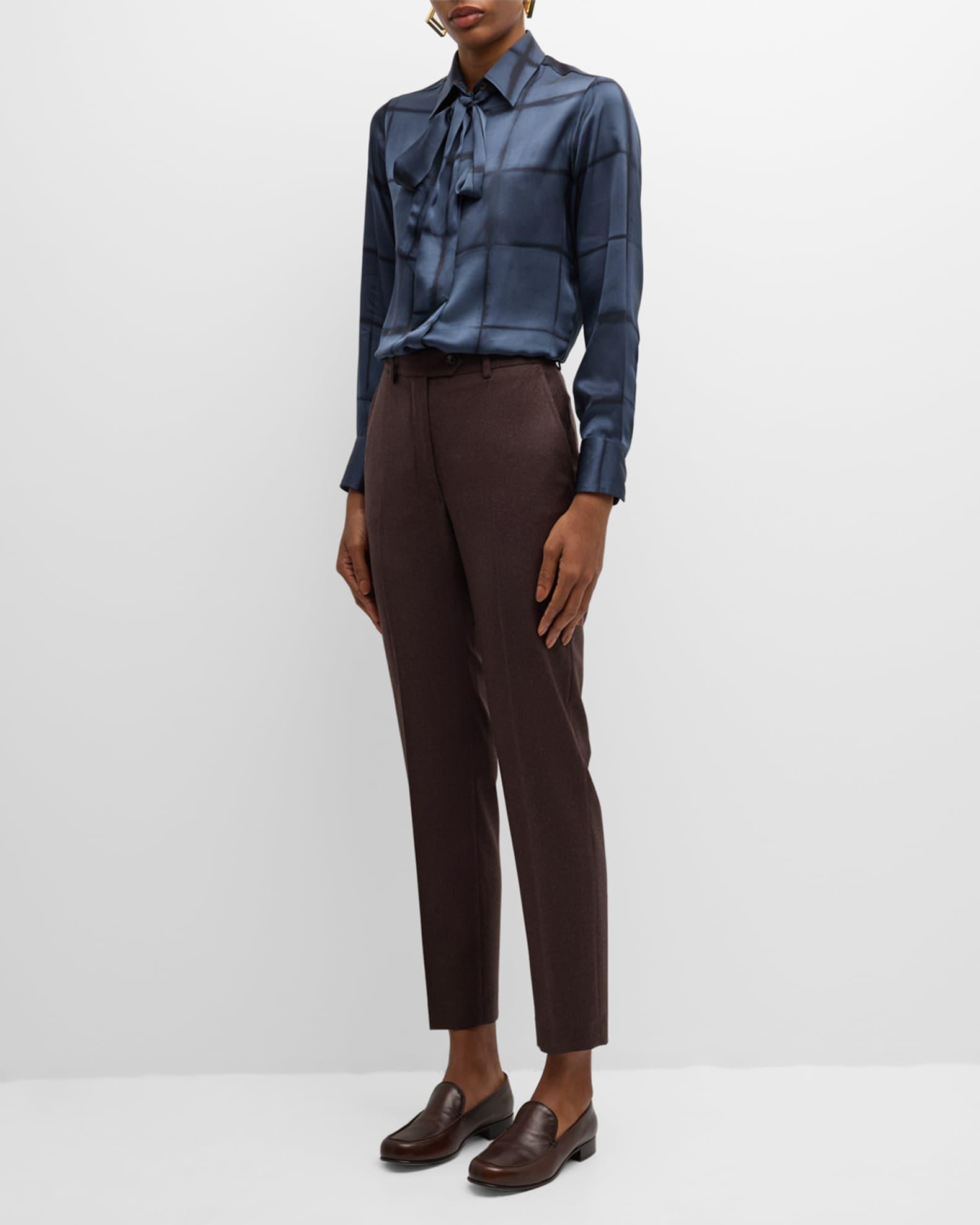 Mid-Rise Straight-Leg Crop Wool Pants Product Image