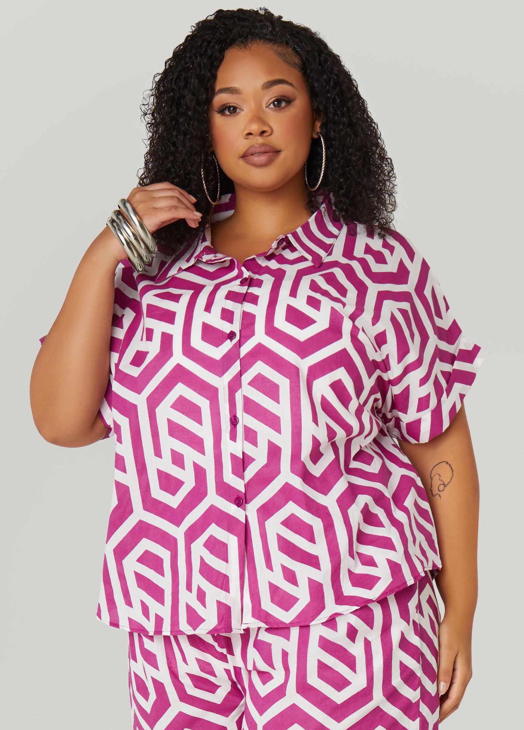 Geo Print Cotton Shirt Product Image
