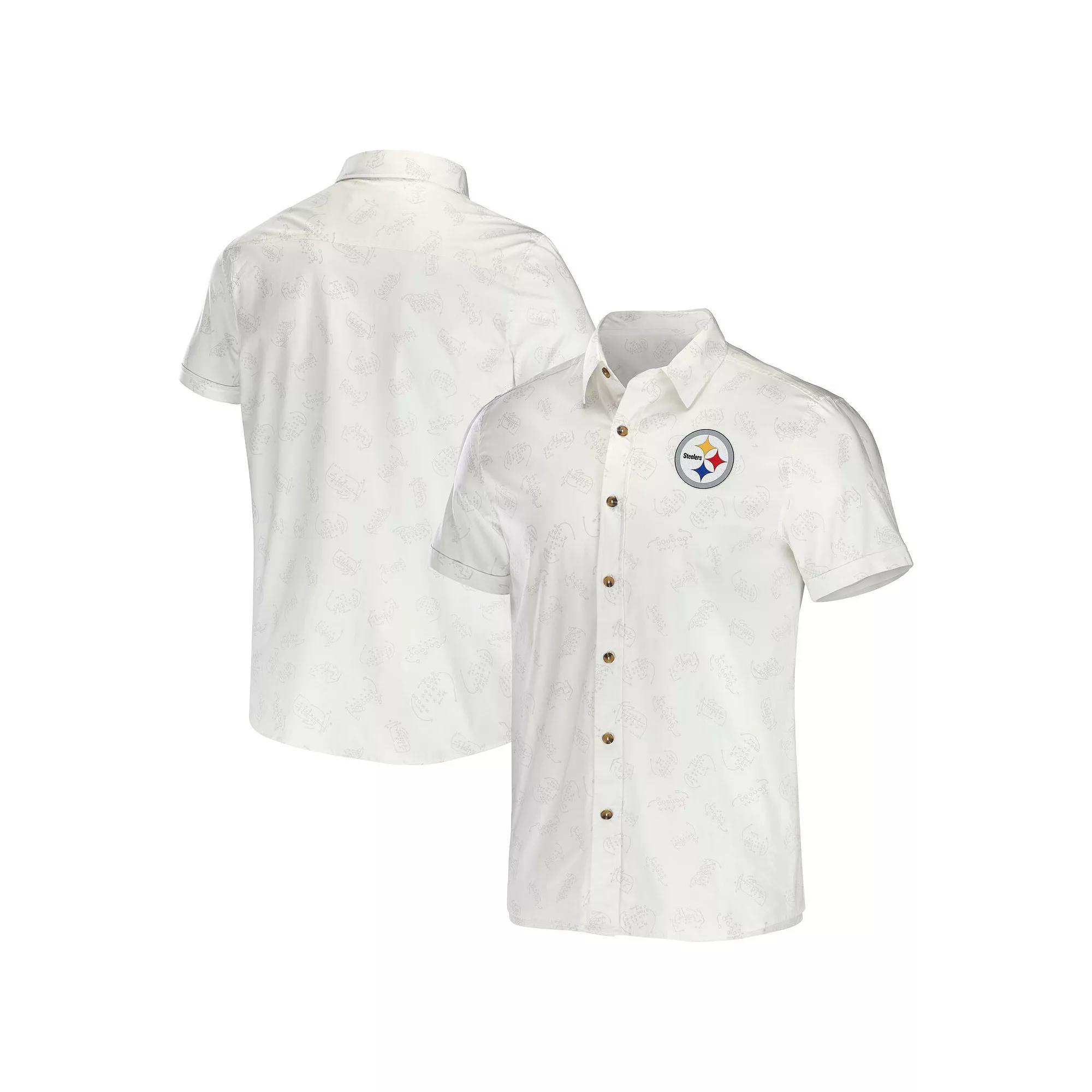 Men's NFL x Darius Rucker Collection by Fanatics White Green Bay Packers Woven Button-Up T-Shirt, Size: Medium Product Image