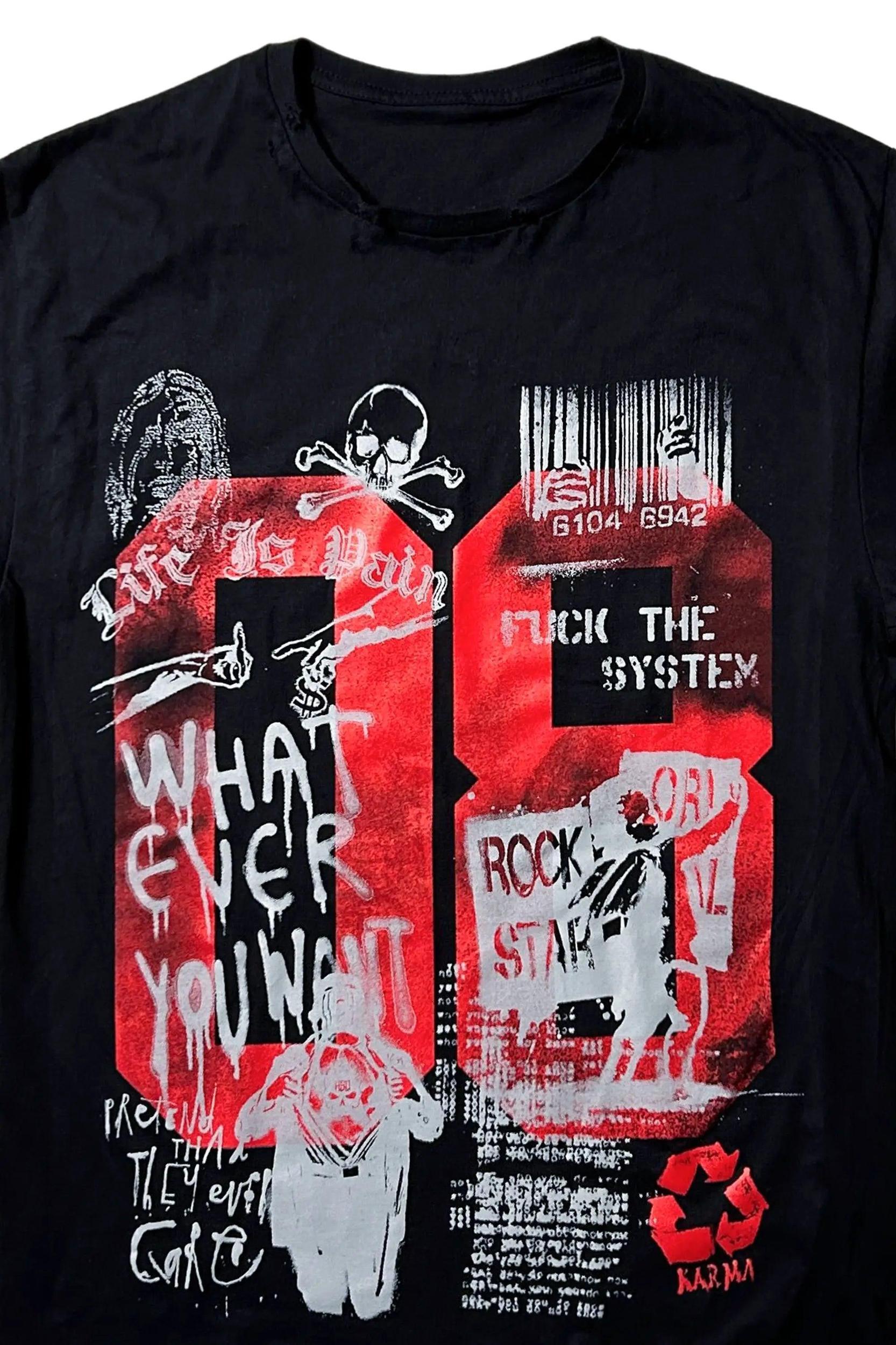 Grill Black Graphic Oversized T-Shirt Male Product Image