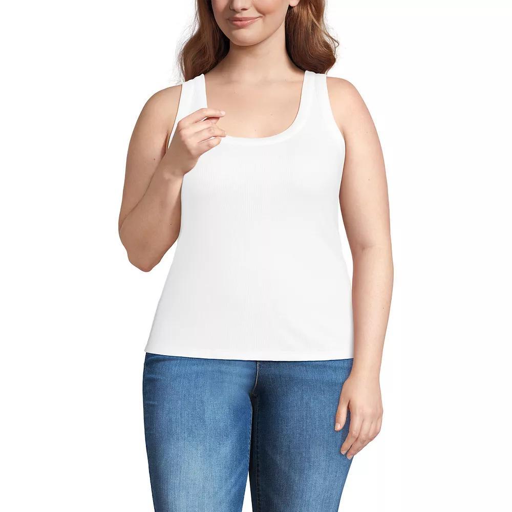 Plus Size Lands' End Drapey Rib Fitted Tank Top, Women's, Size: 1XL, Light Purple Product Image
