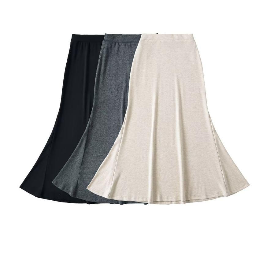 High Rise Plain Mermaid Maxi Skirt Product Image