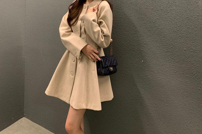 Button-Up Plain Long Coat Product Image