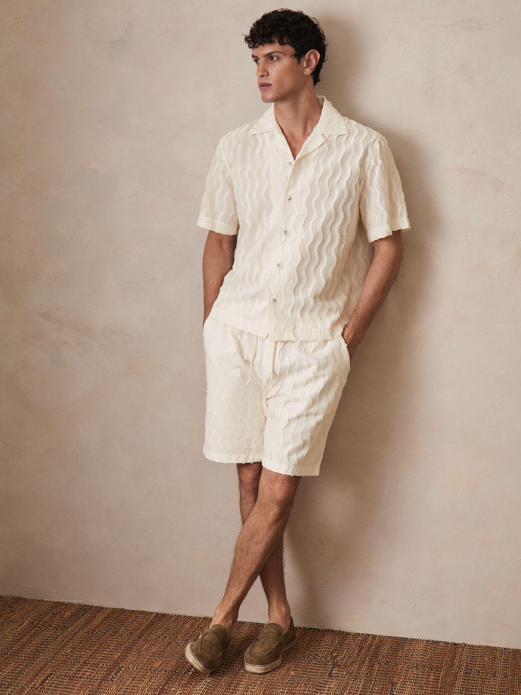 Reiss | Ché Fringed-Wave Shirt in Off White Product Image