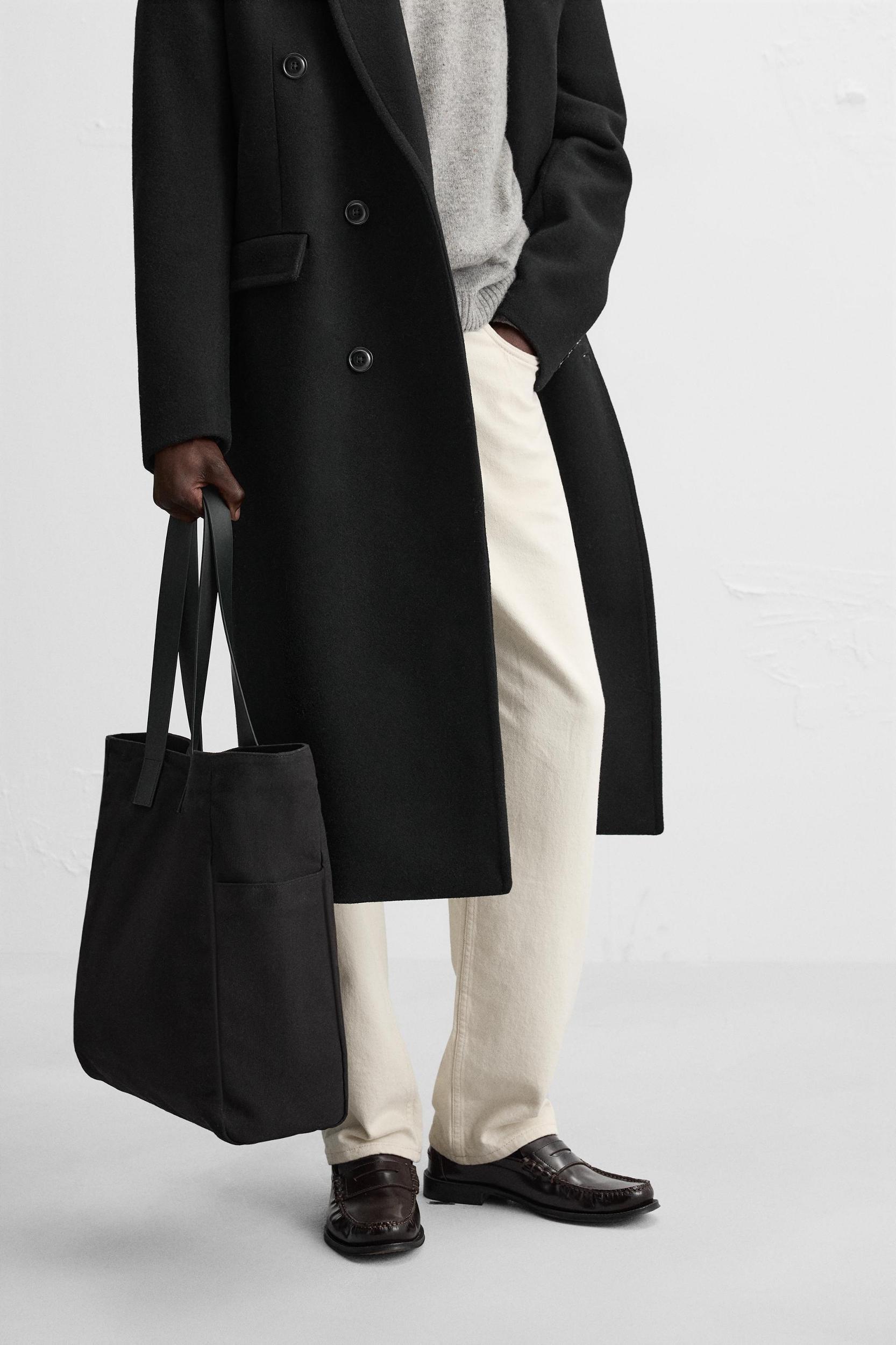 LEATHER AND FABRIC TOTE Product Image