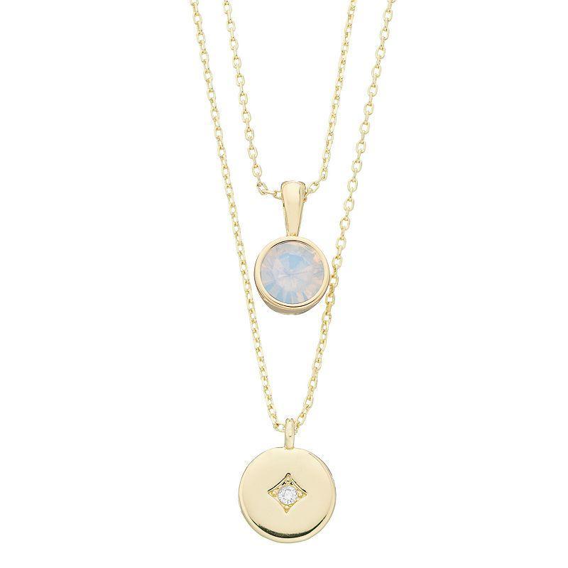 City Luxe Simulated Gemstone Birthstone Double Strand Necklace, Women's, Gold Tone April Product Image