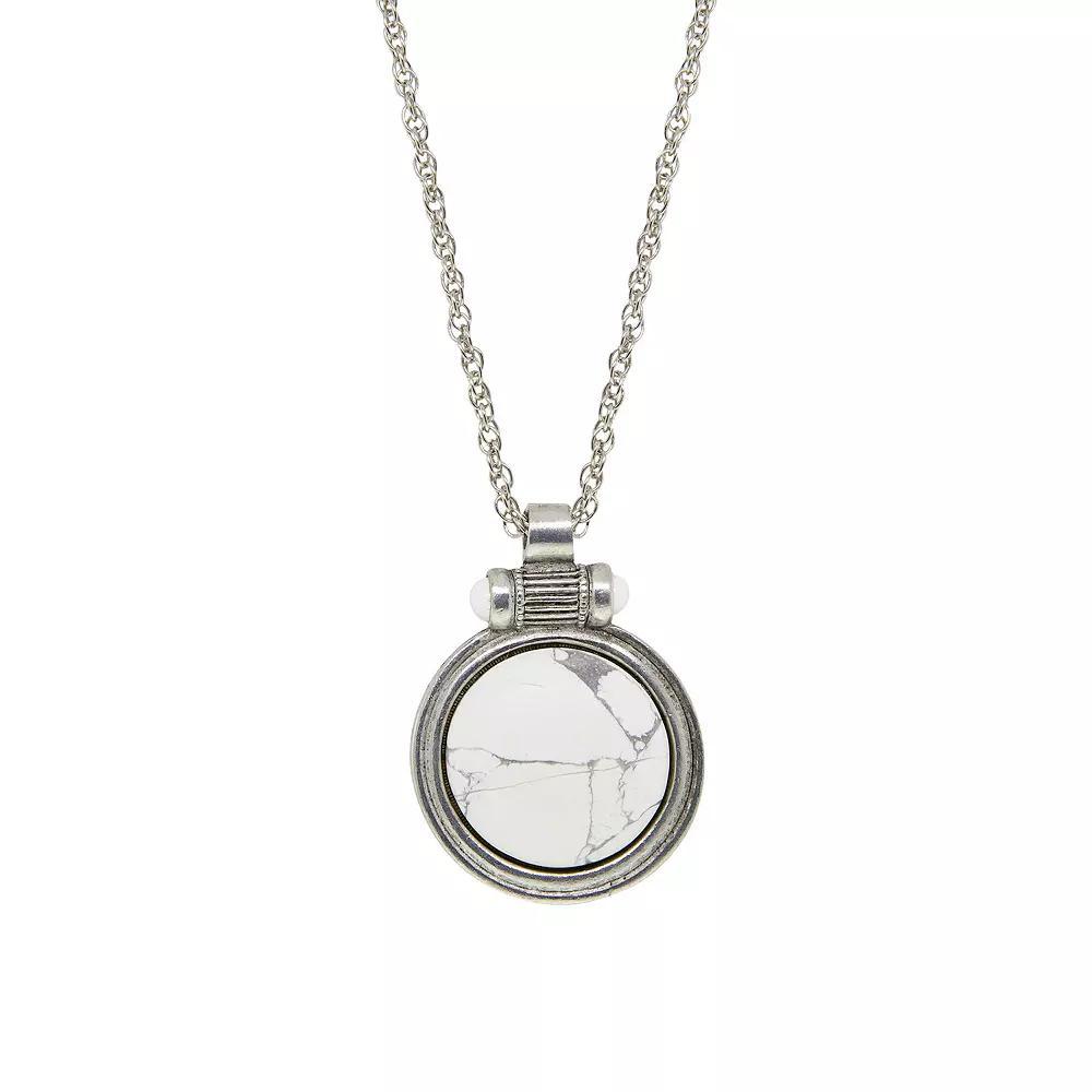1928 Silver Tone White Howlite Pendant Necklace, Womens Product Image