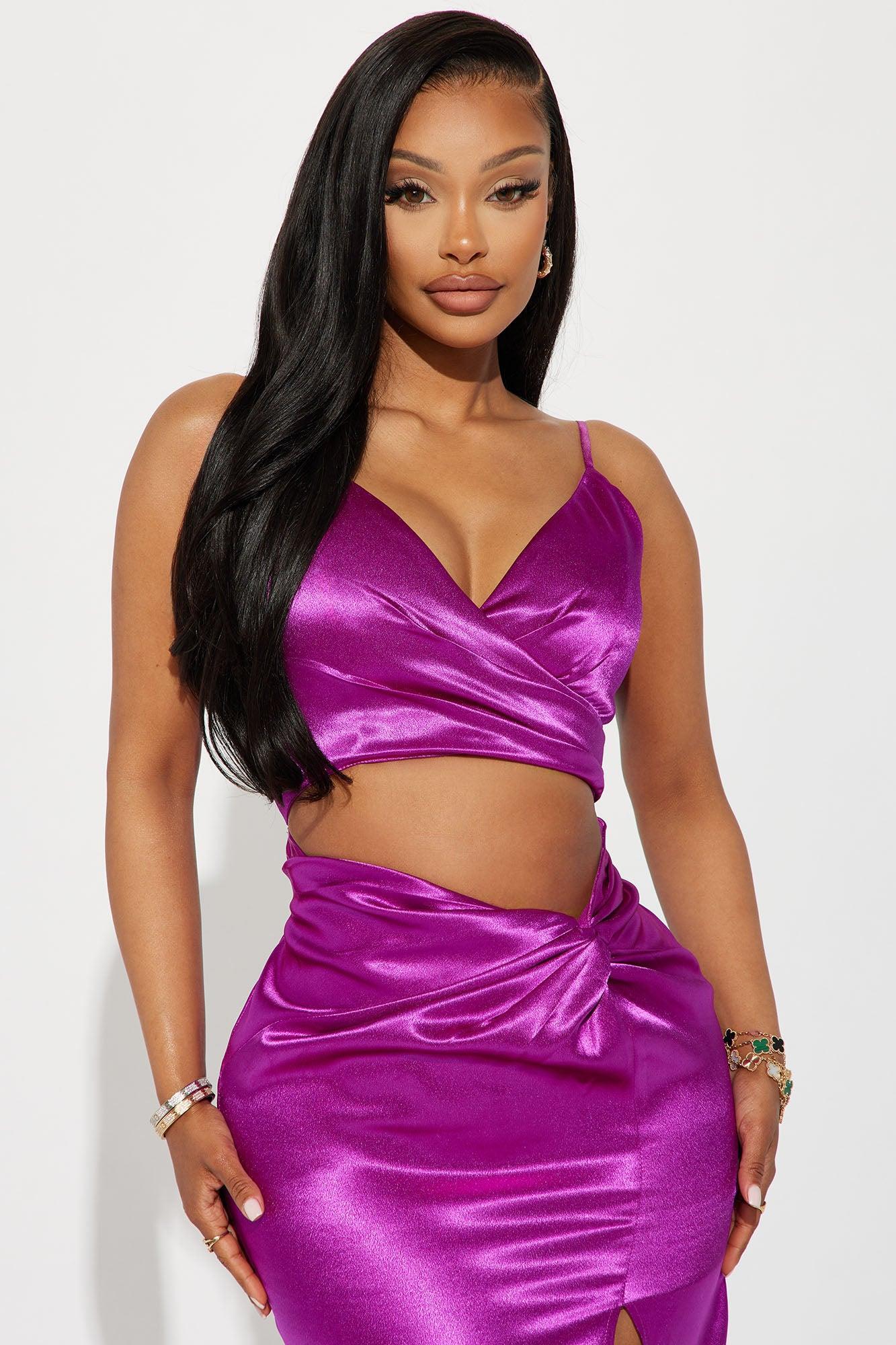 Isla Satin Gown - Magenta Product Image