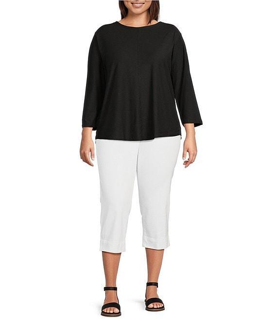 Westbound Plus Size Knit 3/4 Sleeve Crew Neck Tee Shirt Product Image