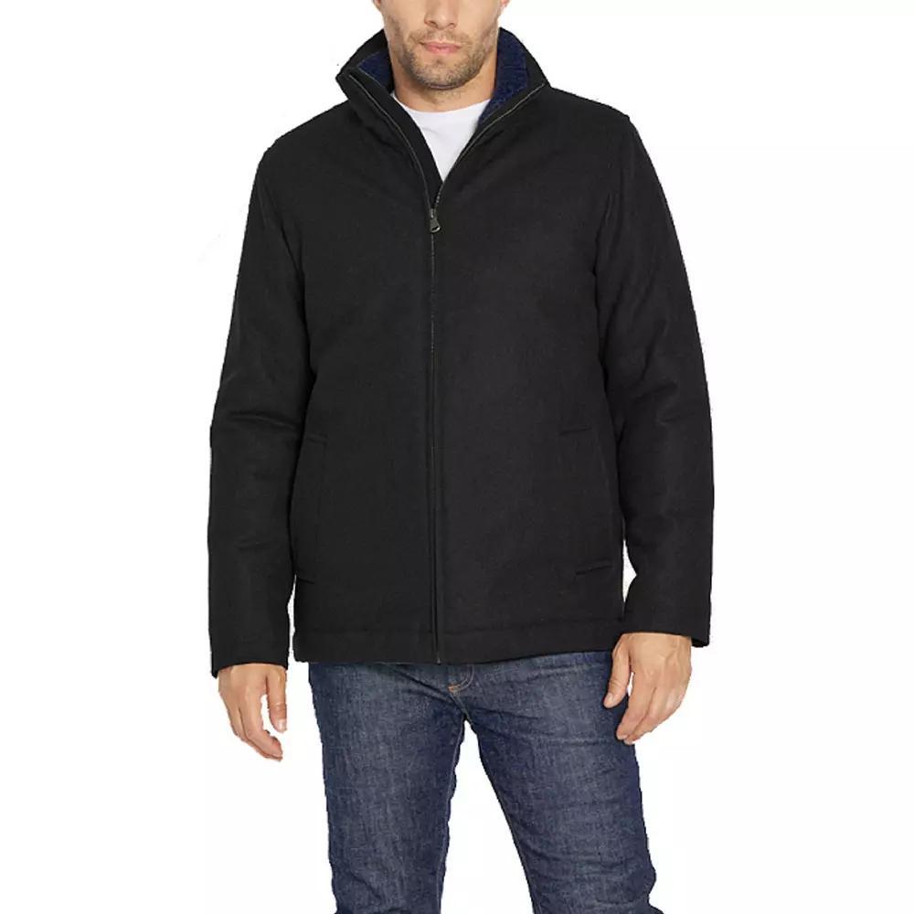 Men's IZOD Wool Blend Knit Collar Coat, Size: XXL, Black Product Image