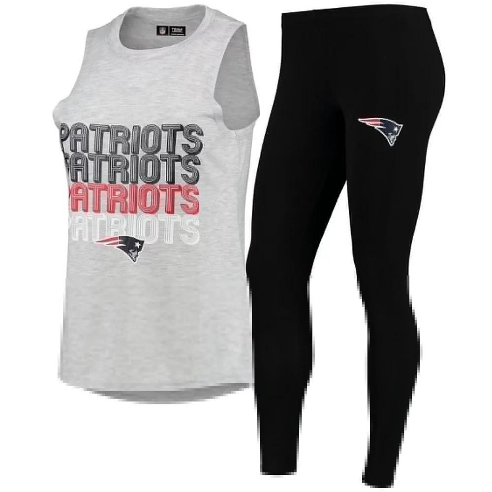 Women's Concepts Sport Heathered Gray/Black New England Patriots Profound Tank Top & Leggings Sleep Set, Size: XL, Grey Product Image