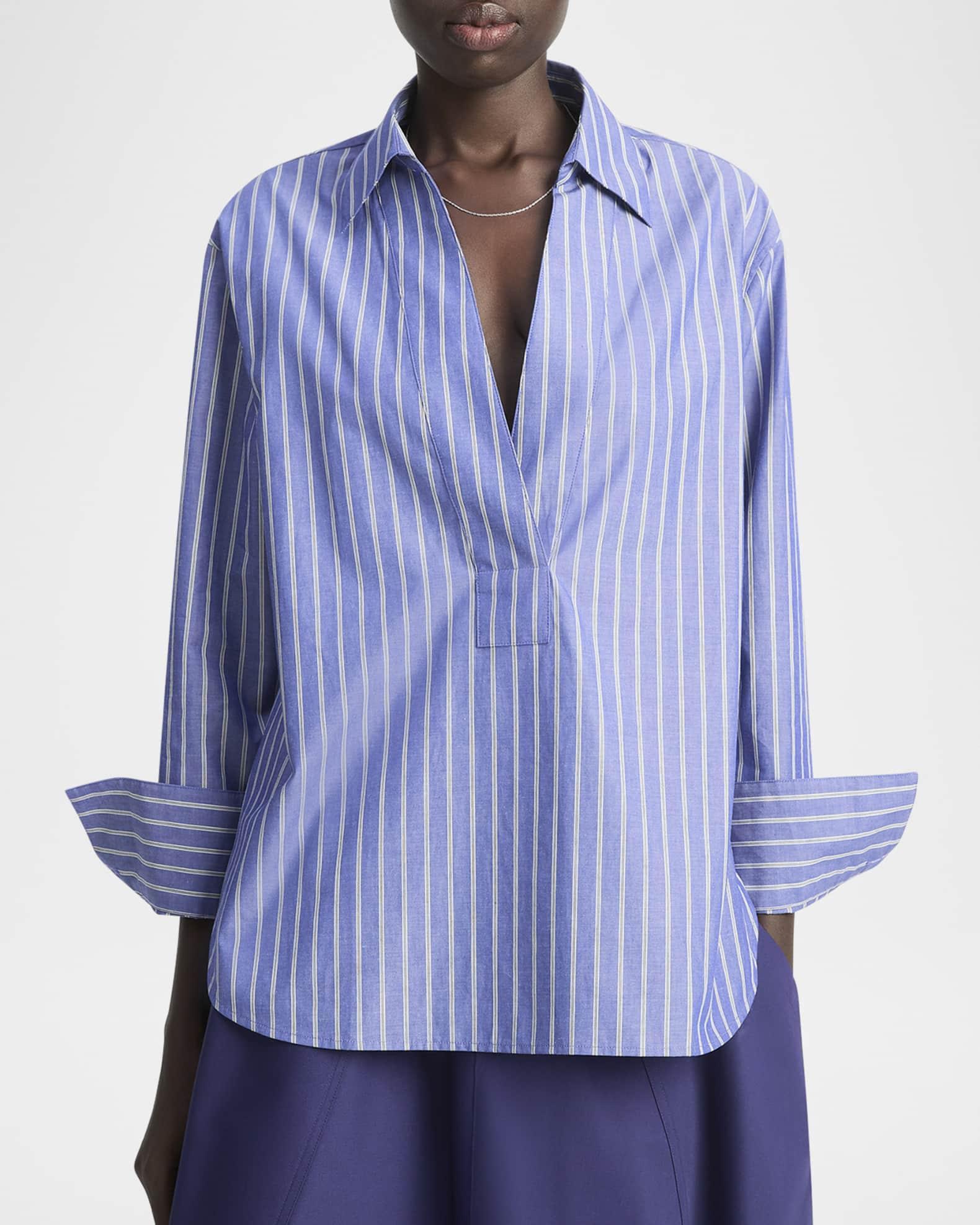 Pinstripe Long-Sleeve Popover Shirt Product Image