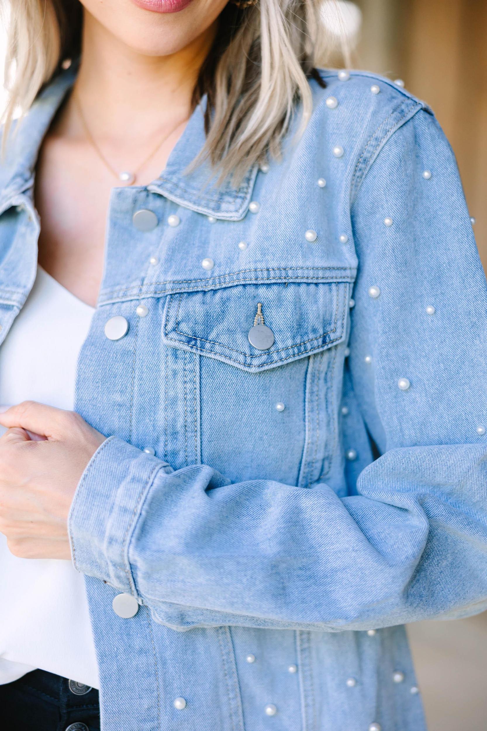 Got Their Attention Light Wash Denim Jacket Female Product Image