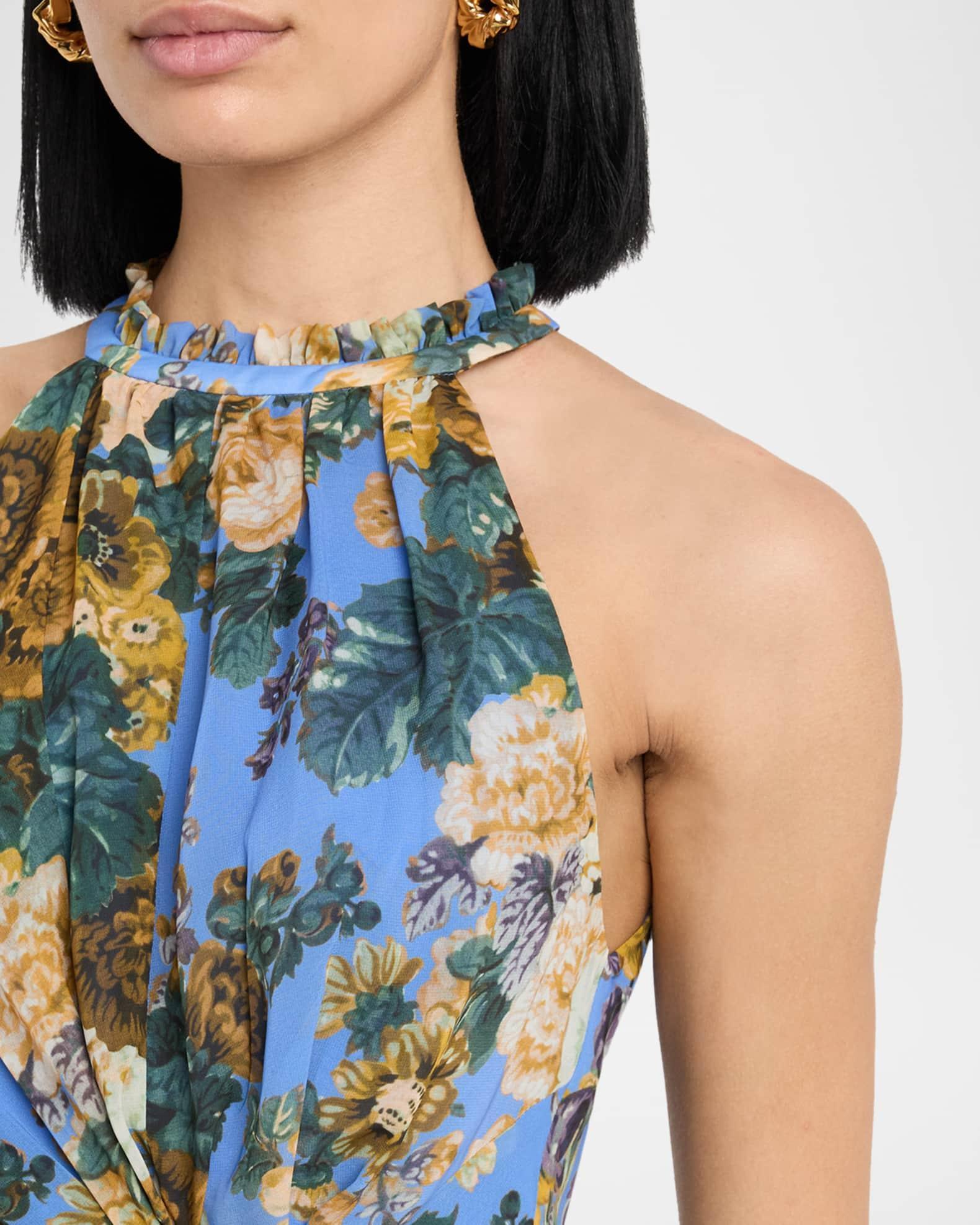 Emery Asymmetric Floral-Print Halter Midi Dress Product Image