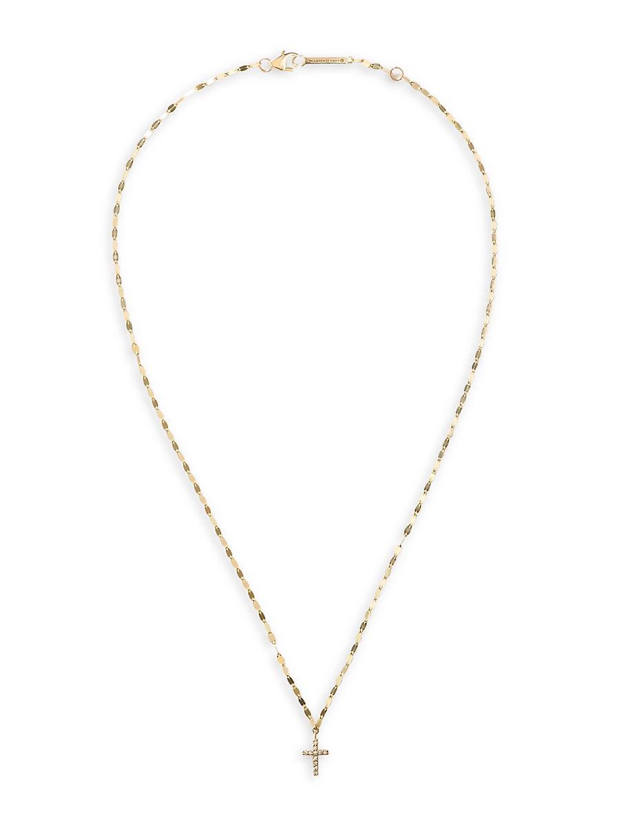 Womens Flawless 14K Yellow Gold & 0.06 TCW Diamond Mini Cross Pendant Necklace Product Image