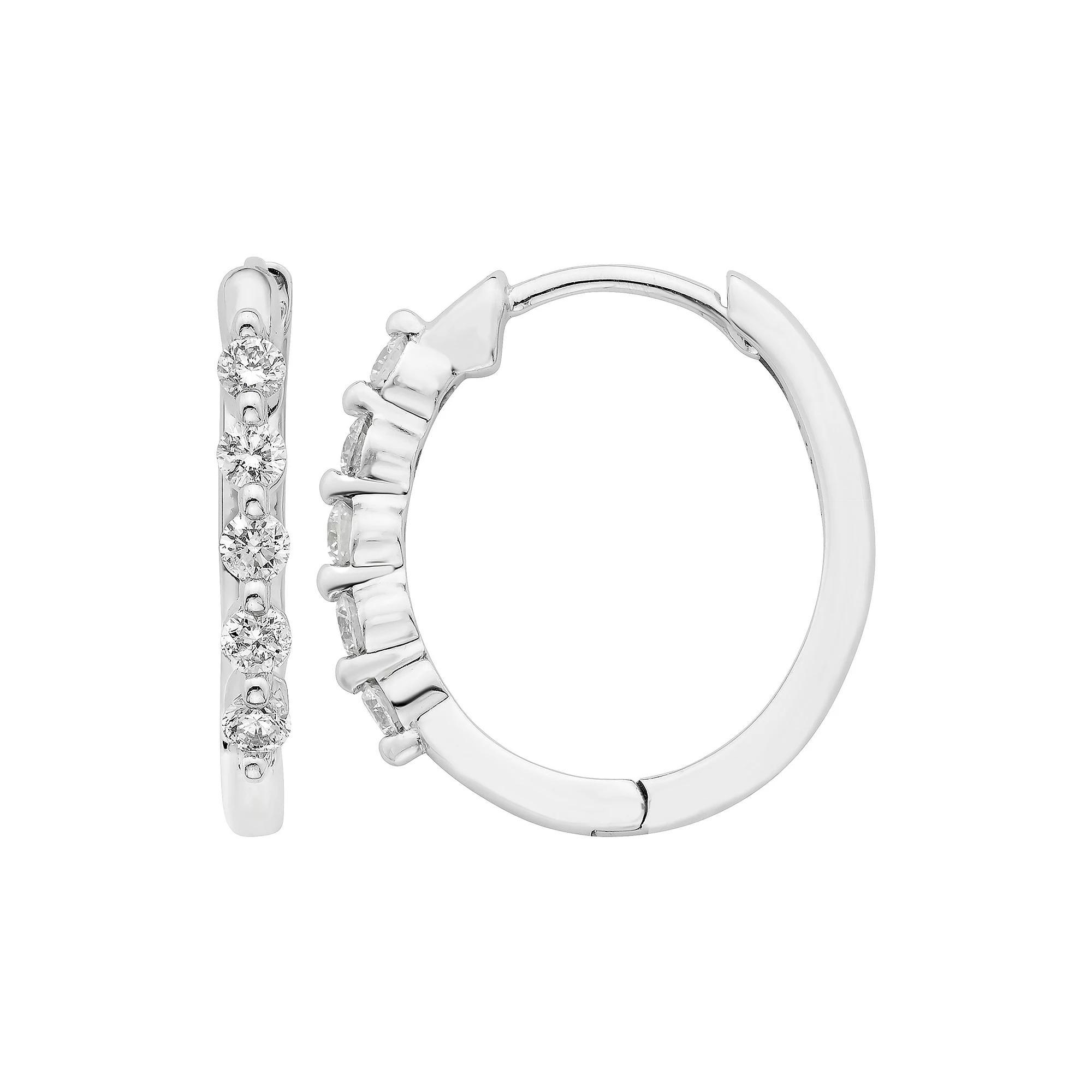 Made For You 10k Gold 1/4 Carat T.W. GSI Certified Lab-Grown Diamond Hoop Earrings, Women's, 10k Whgold Product Image