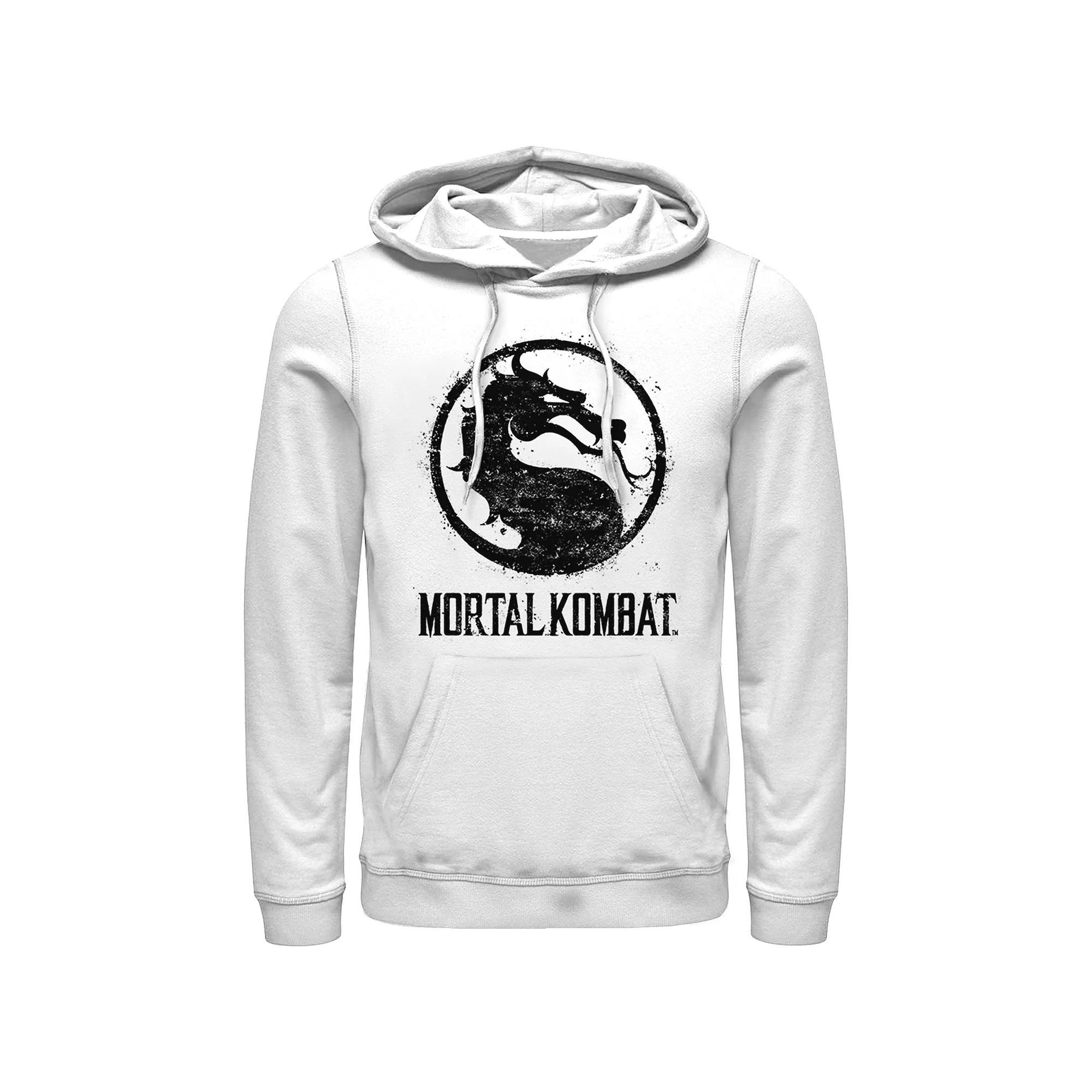 Men's Mortal Kombat Splatter Logo Graphic Hoodie, Size: XXL, White Product Image