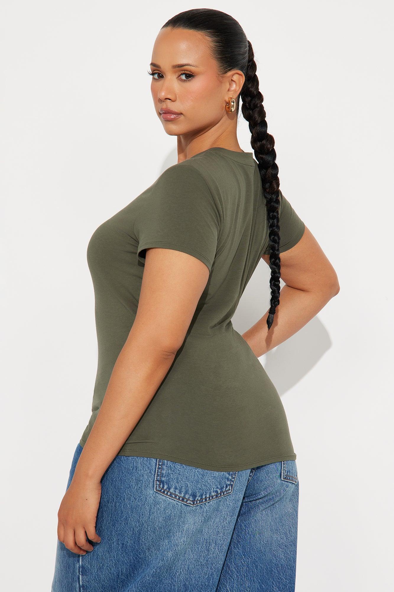 Camilla Classic Fit Crew Neck Tee - Military Green Product Image