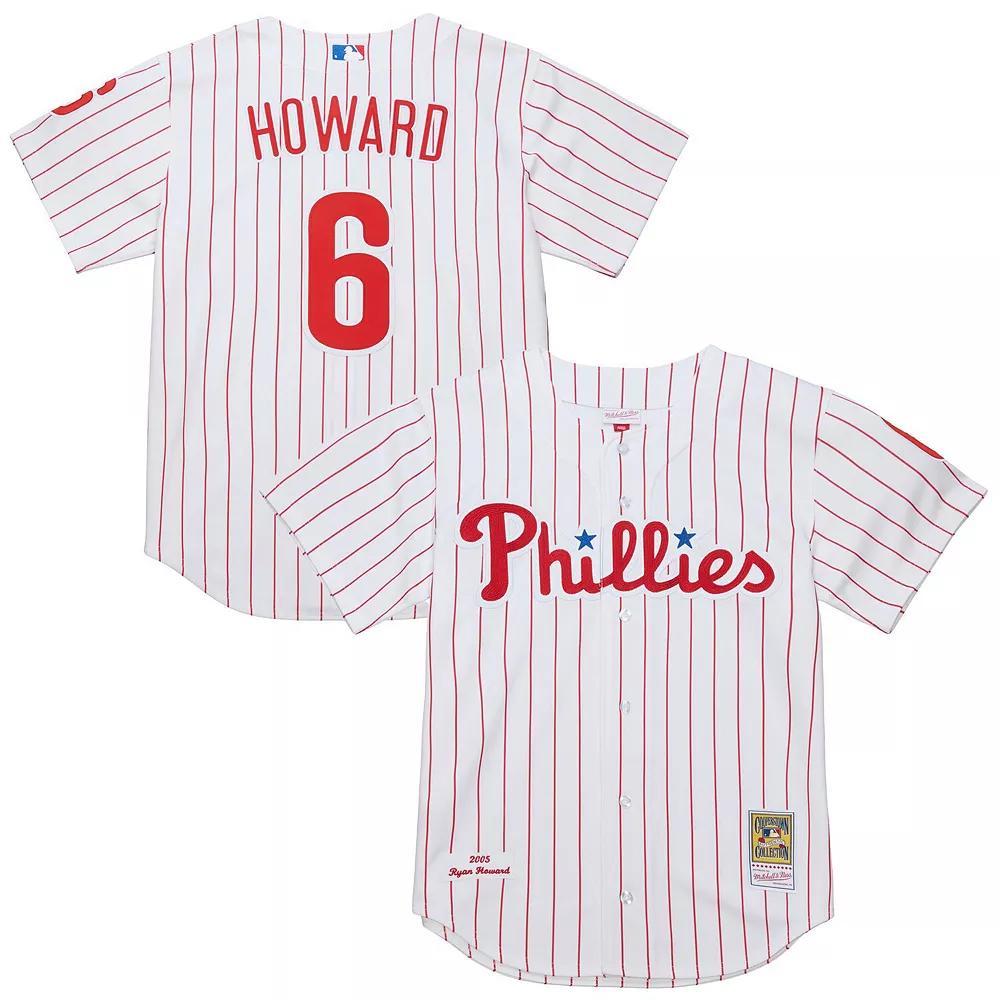 Men's Mitchell & Ness Ryan Howard White Philadelphia Phillies Cooperstown Collection Authentic Jersey, Size: 36 Product Image