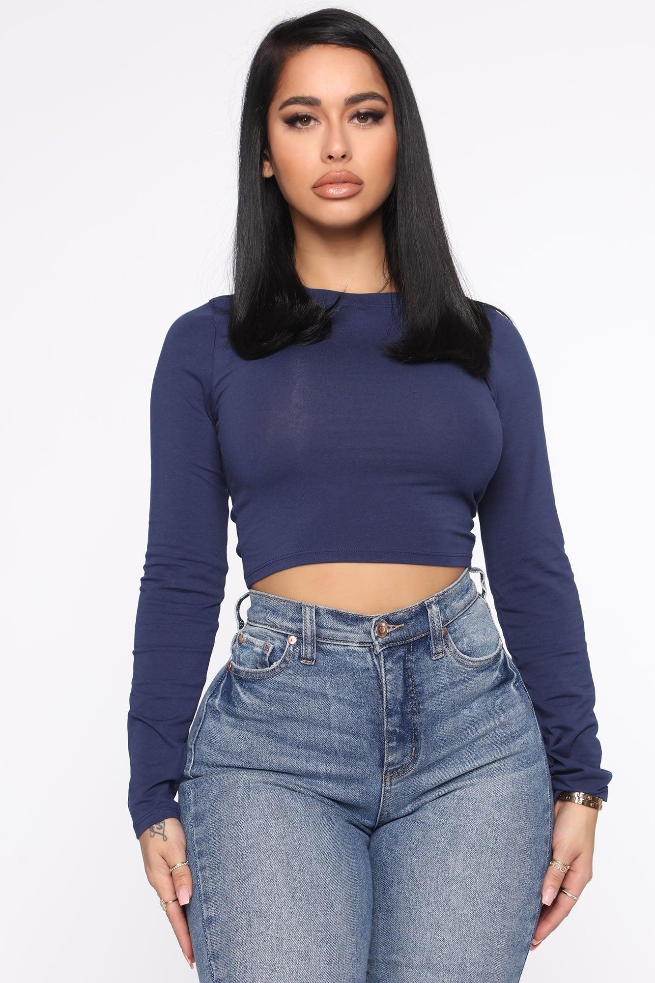 Robin Long Sleeve Top - Navy Product Image