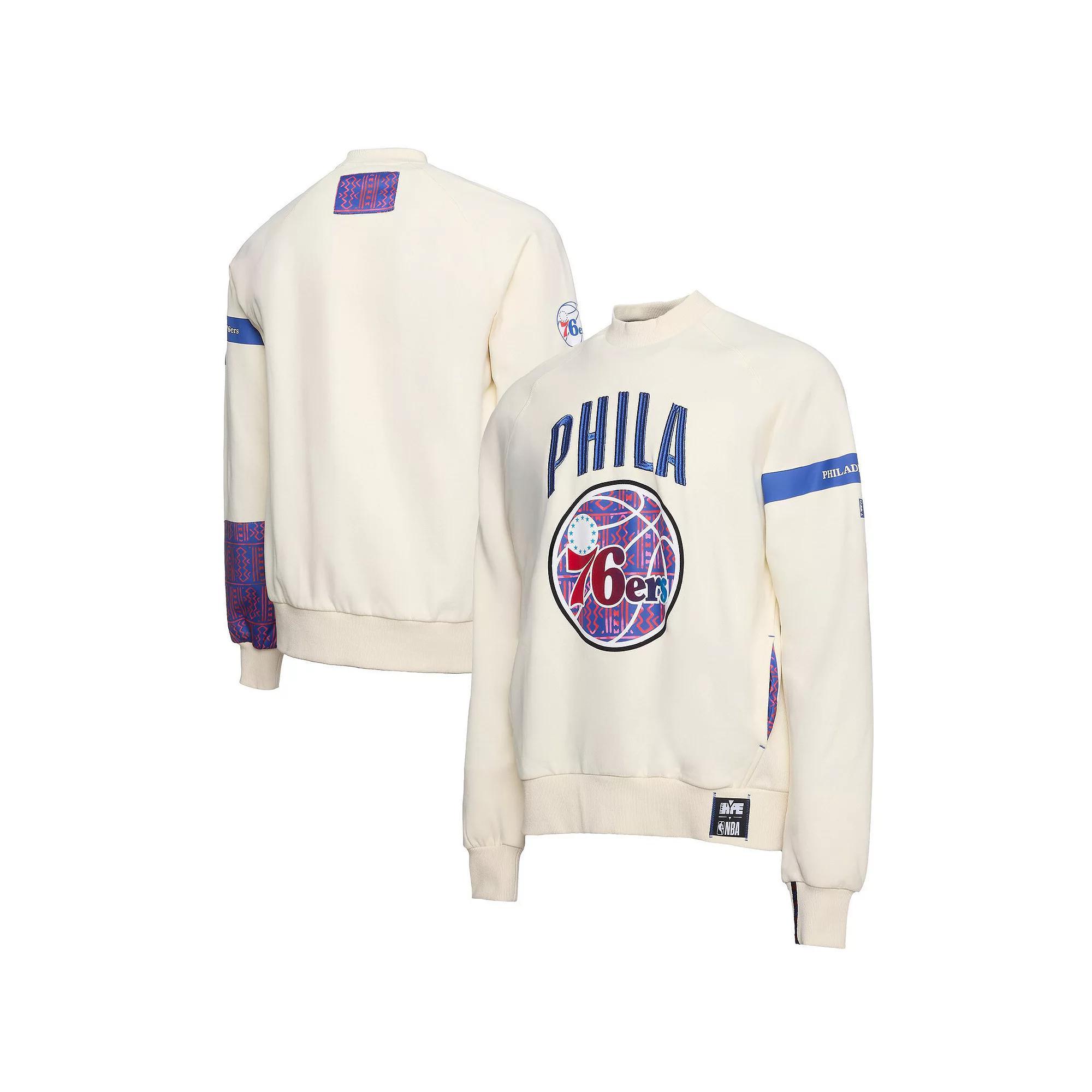 Men's NBA x Two Hype  Cream Philadelphia 76ers Culture & Hoops Collection Premium Pullover Sweatshirt, Size: Medium, 76r Beige Product Image
