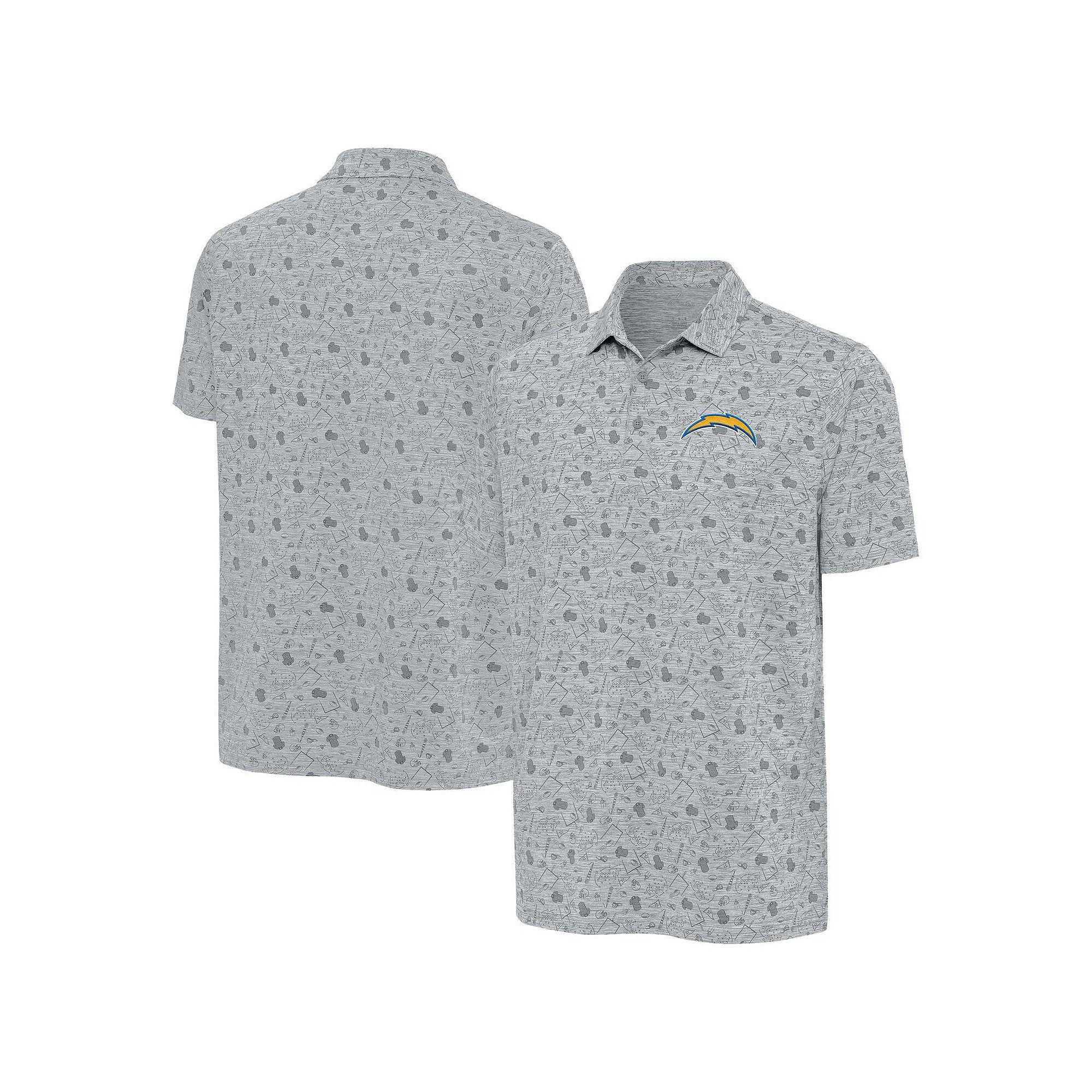 Men's Antigua Heather Gray Los Angeles Chargers Relentless Polo, Size: Large, Grey Product Image