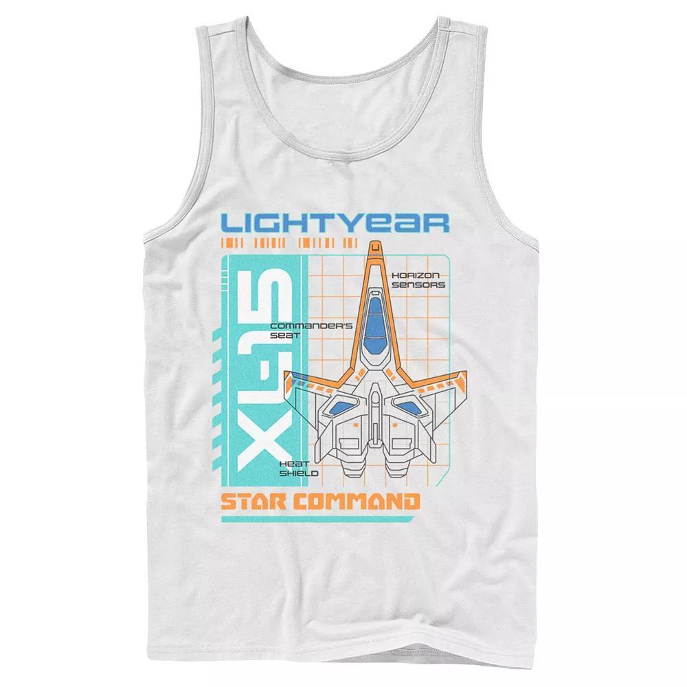 Men's Disney / Pixar Lightyear Star Command Spaceship XL-15 Tank Top, Size: Large, White Product Image