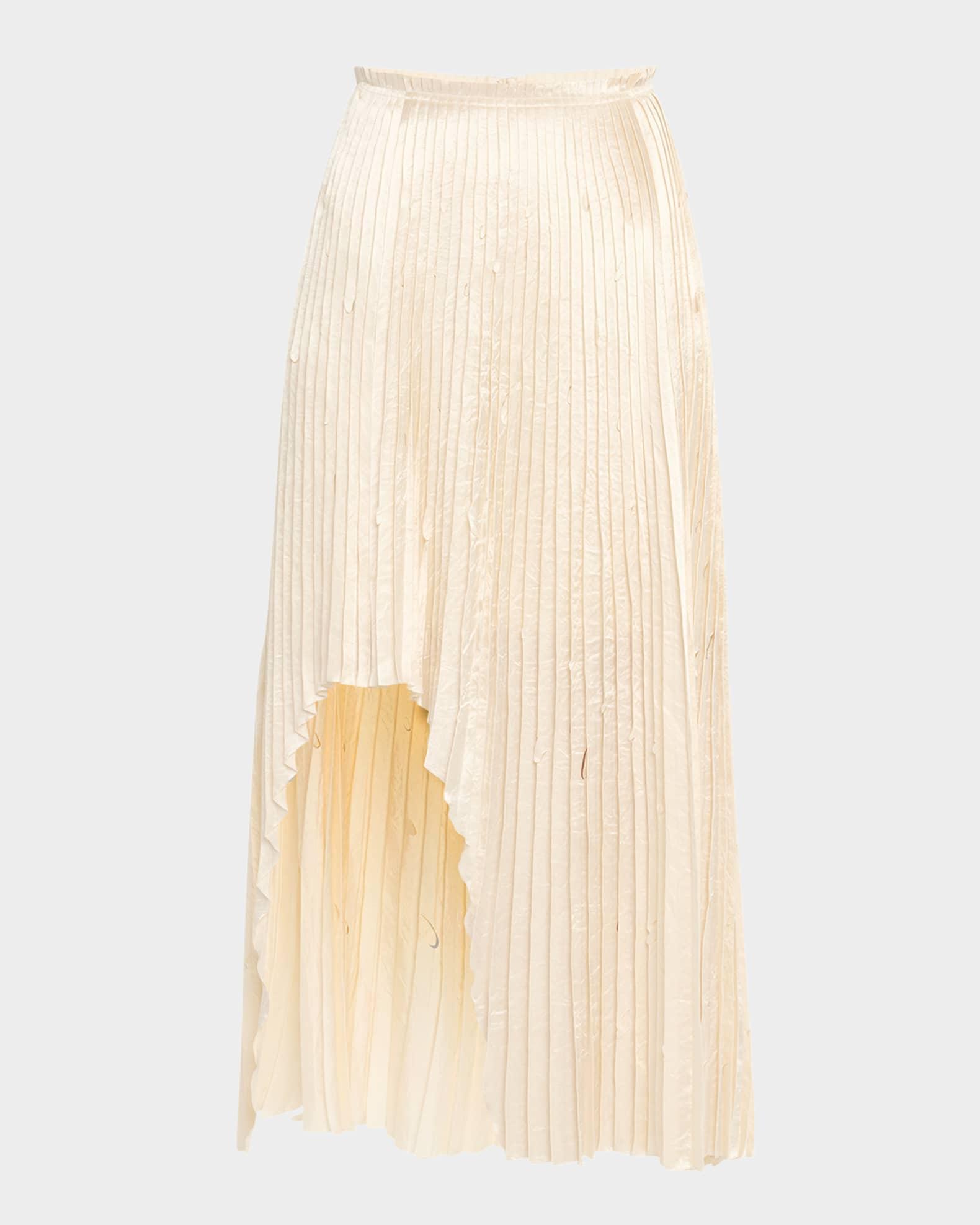 Pleated Crinkle Satin High-Low Skirt Product Image