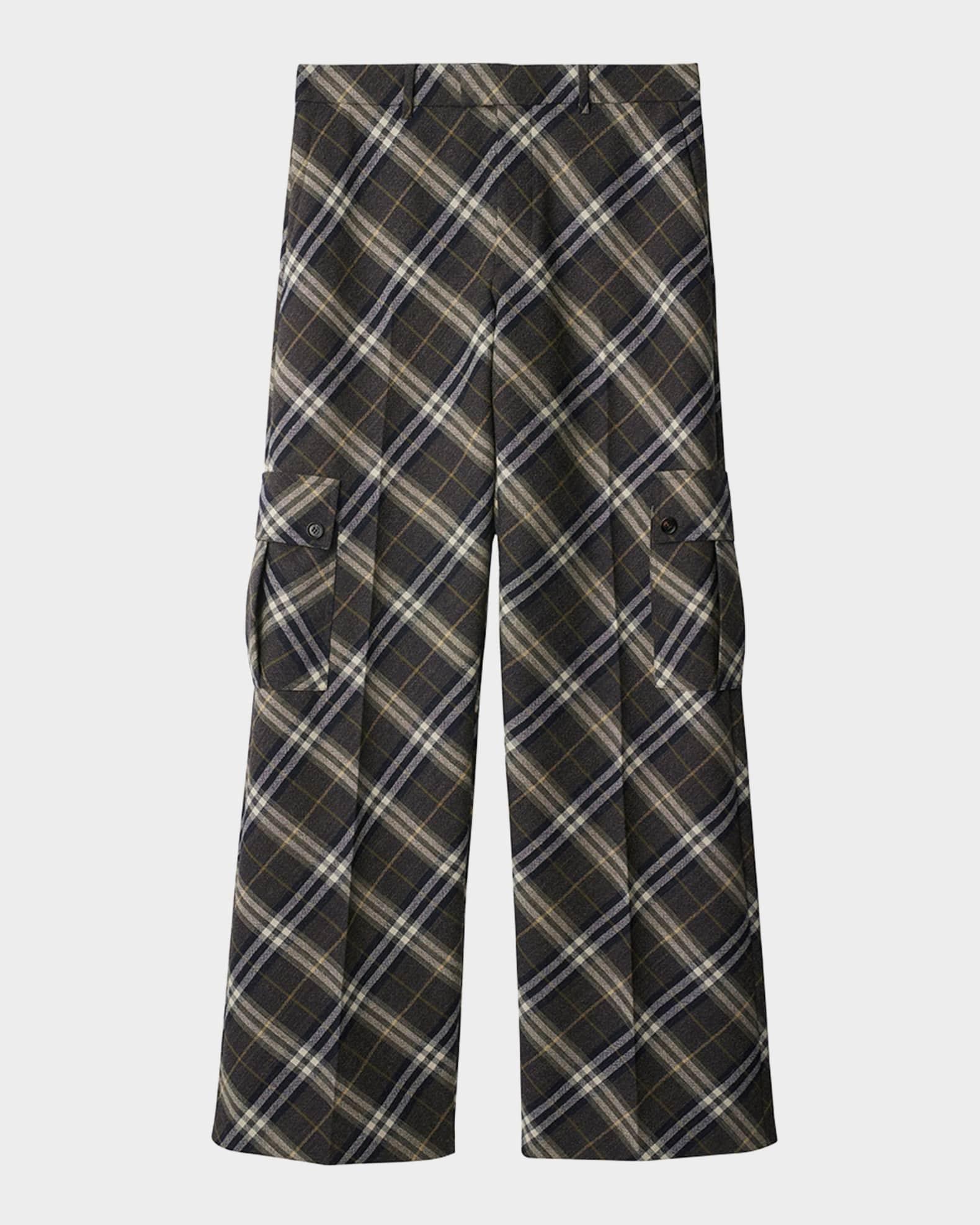 Men's Tailored Check Cargo Trousers Product Image
