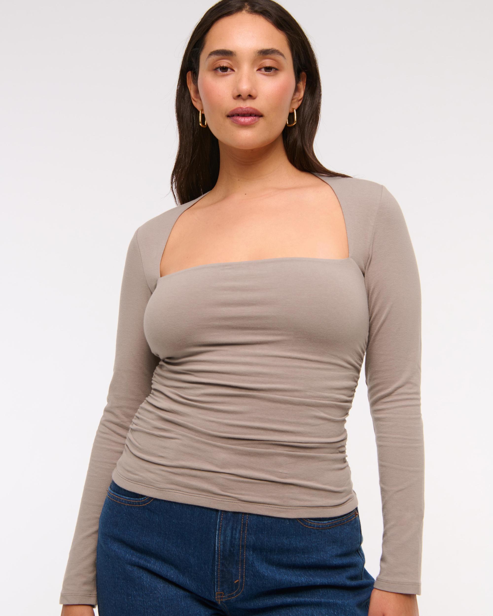 The A&F Ava Long-Sleeve Mesh Top Product Image