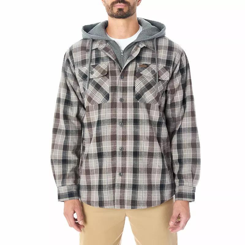 Mens Sherpa-Lined Hooded Flannel Shirt Jacket, Mens Product Image