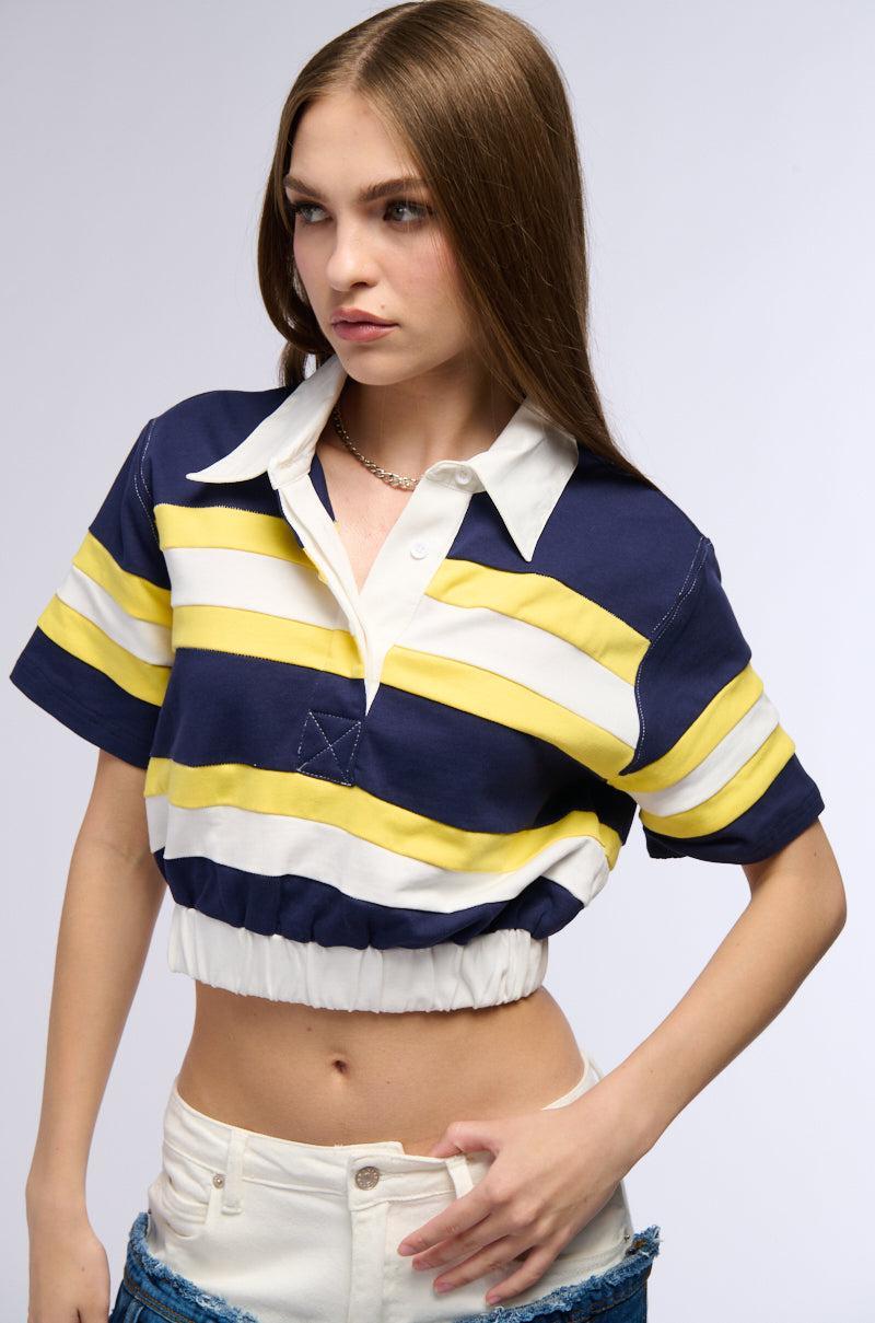 RAINA CROPPED SHORT SLEEVE COLLARED SHIRT Product Image