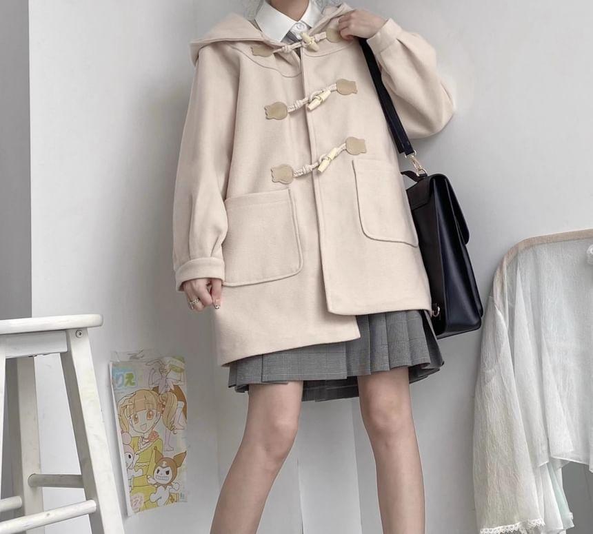 Plain Hooded Duffle Jacket Product Image