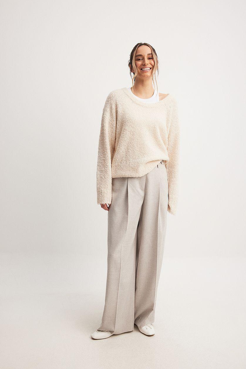 Wide High Waist Suit Pants Product Image
