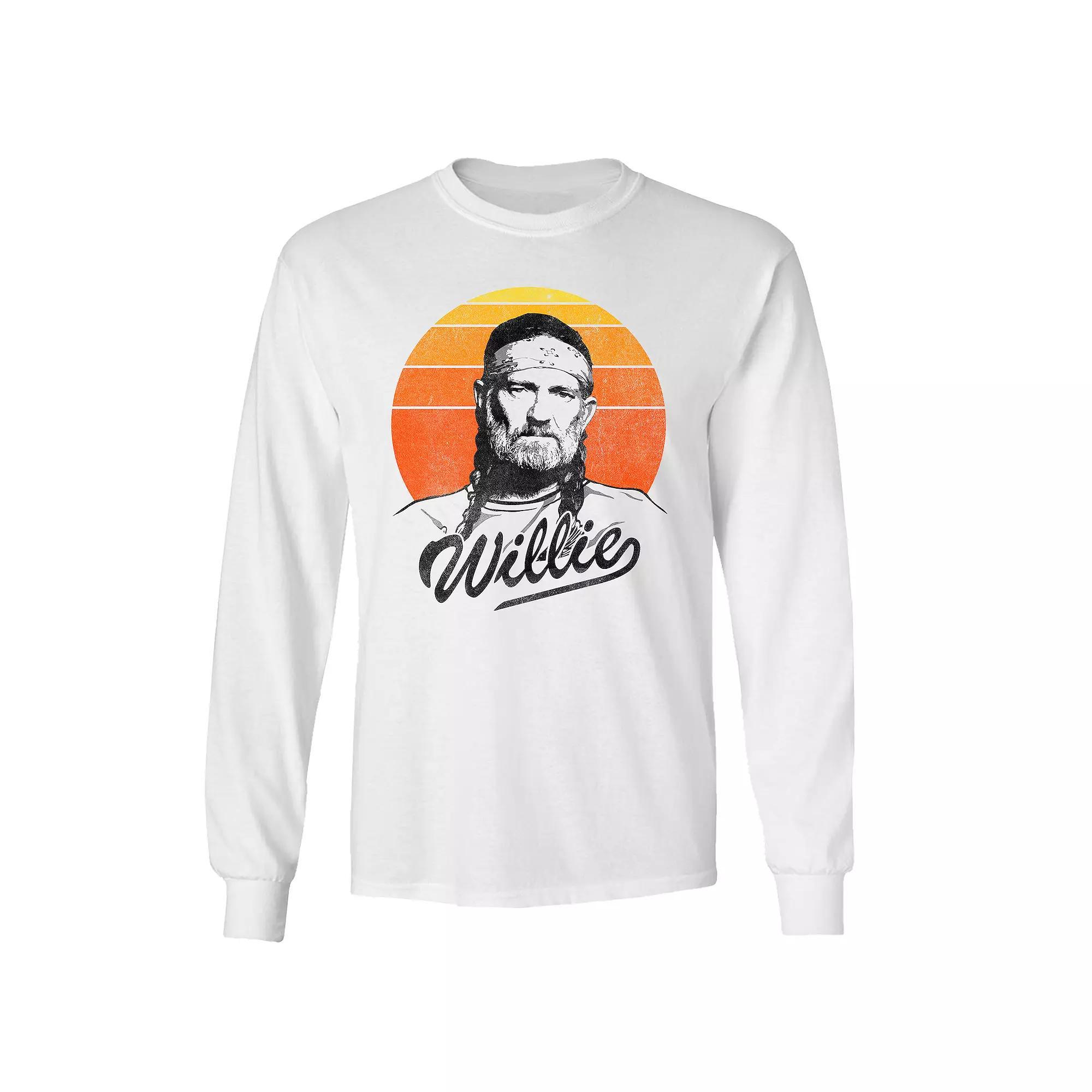 Men's Willie Nelson Sunset Long Sleeve Tee, Size: Large, White Product Image