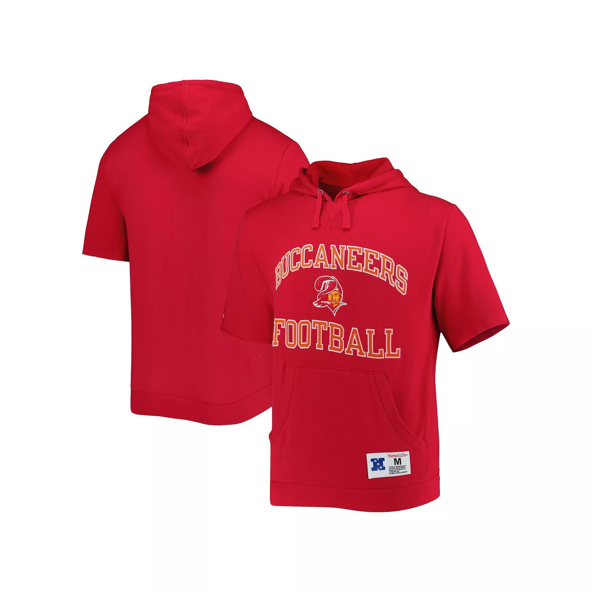 Men's Mitchell & Ness Scarlet Tampa Bay Buccaneers Washed Short Sleeve Pullover Hoodie, Size: Small, Red Product Image