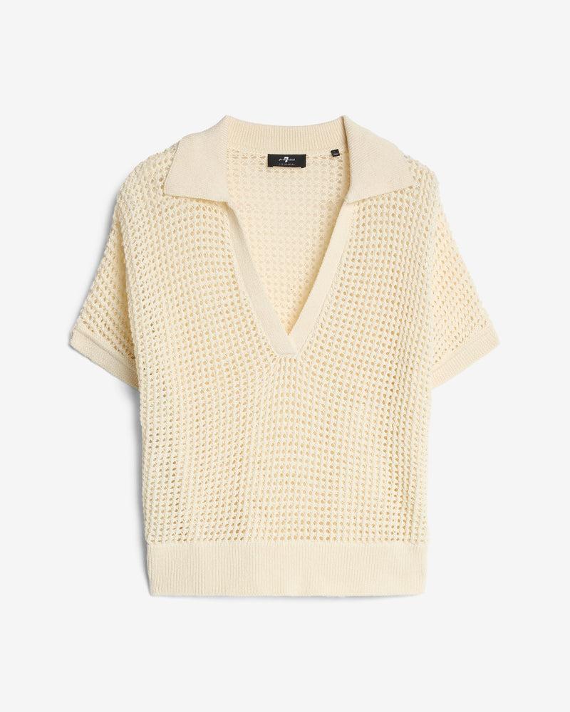 Short Sleeve Open Knit Polo Product Image